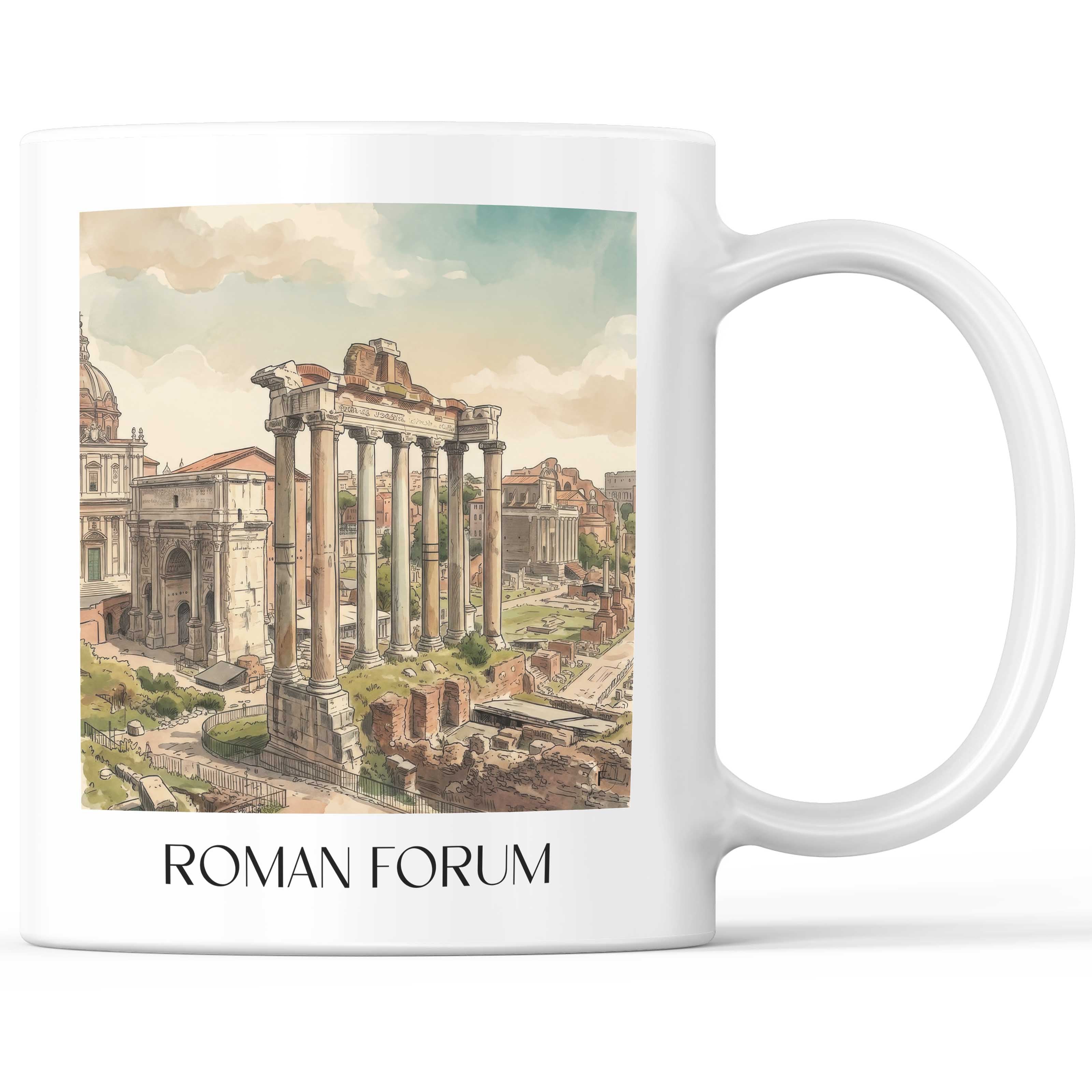 Forum Romanum Kaffeebecher - Rom - Italien Becher - Kaffeetasse im Aquarell Stil - favplace