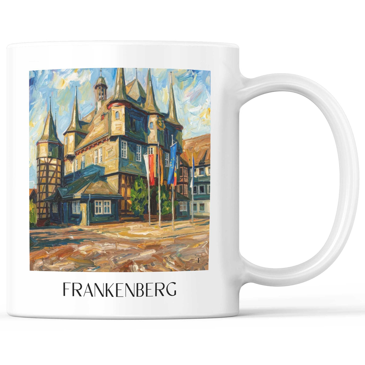 Frankenberg Kaffeebecher - Hessen - Deutschland Becher - Kaffeetasse im Ölgemälde Stil - favplace