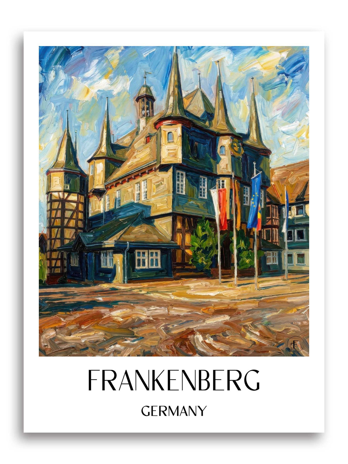 Frankenberg Poster - Hessen - Deutschland Kunstdruck - Ölgemälde von A4 bis A1 - favplace