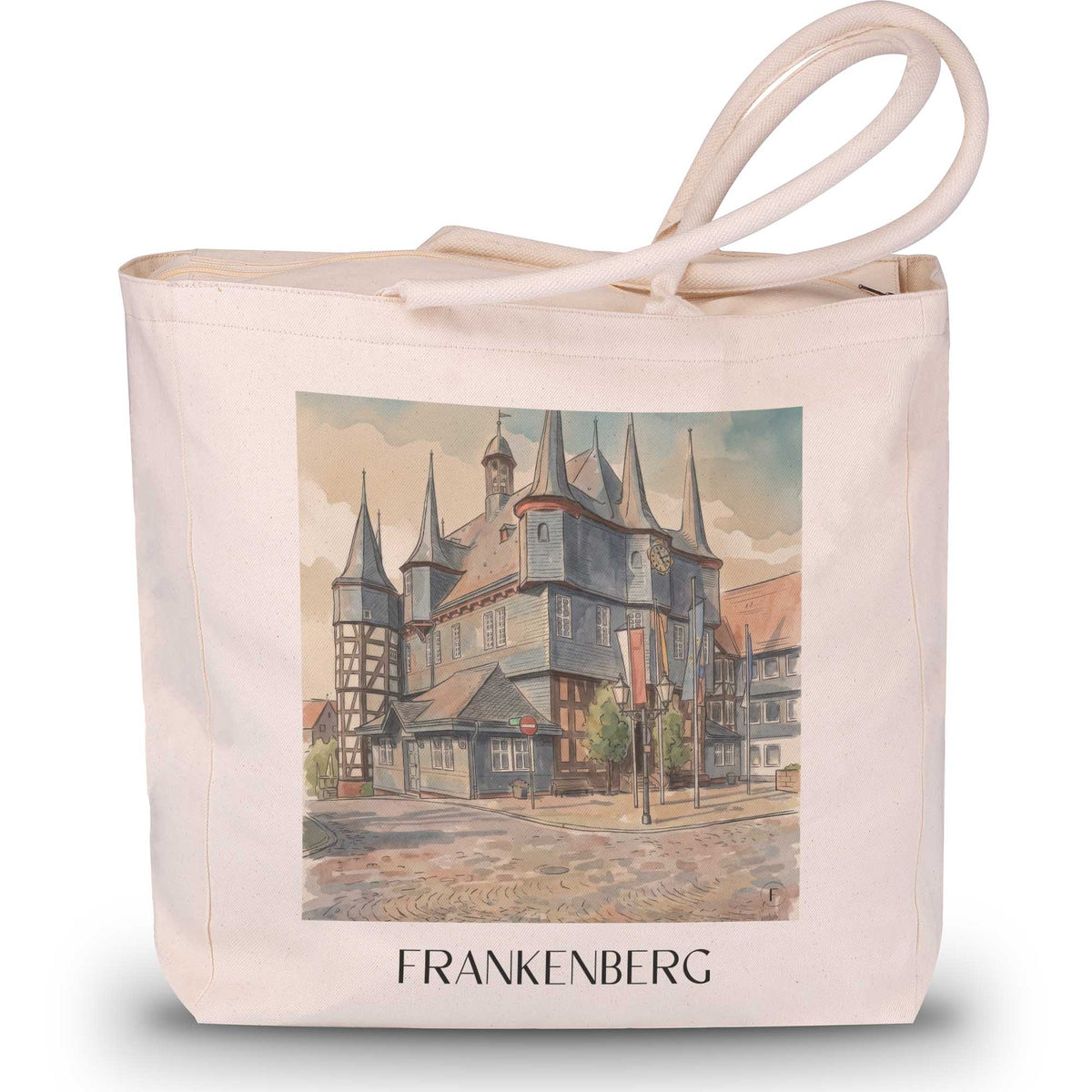 Frankenberg Shopping Tasche - Hessen - Deutschland Tote Bag - Einkaufstasche im Aquarell Stil - favplace