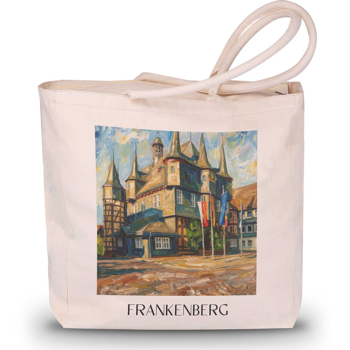 Frankenberg Shopping Tasche - Hessen - Deutschland Tote Bag - Einkaufstasche im Ölgemälde Stil - favplace