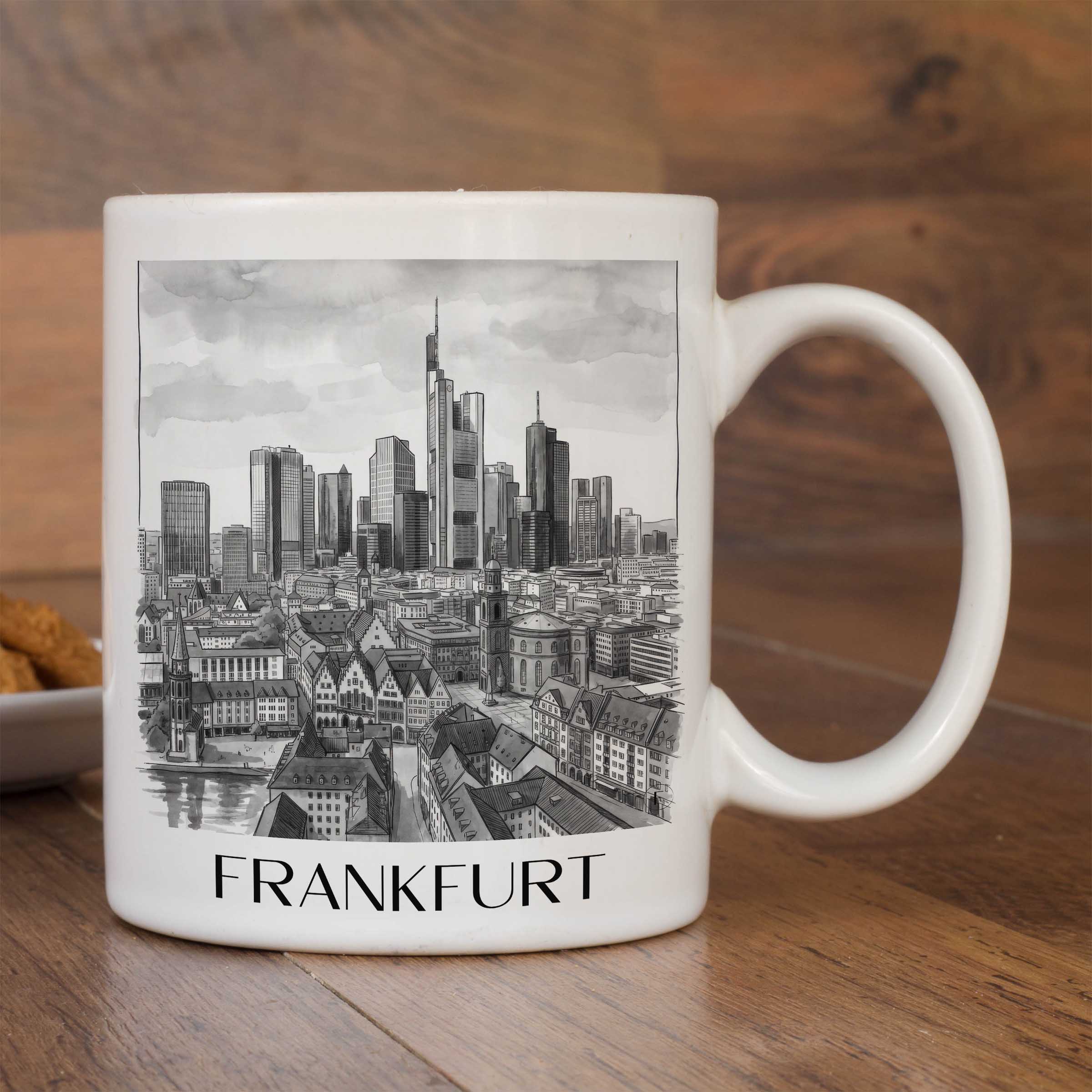 frankfurt-deutschland-kaffeebecher-aquarell-schwarz-weiss