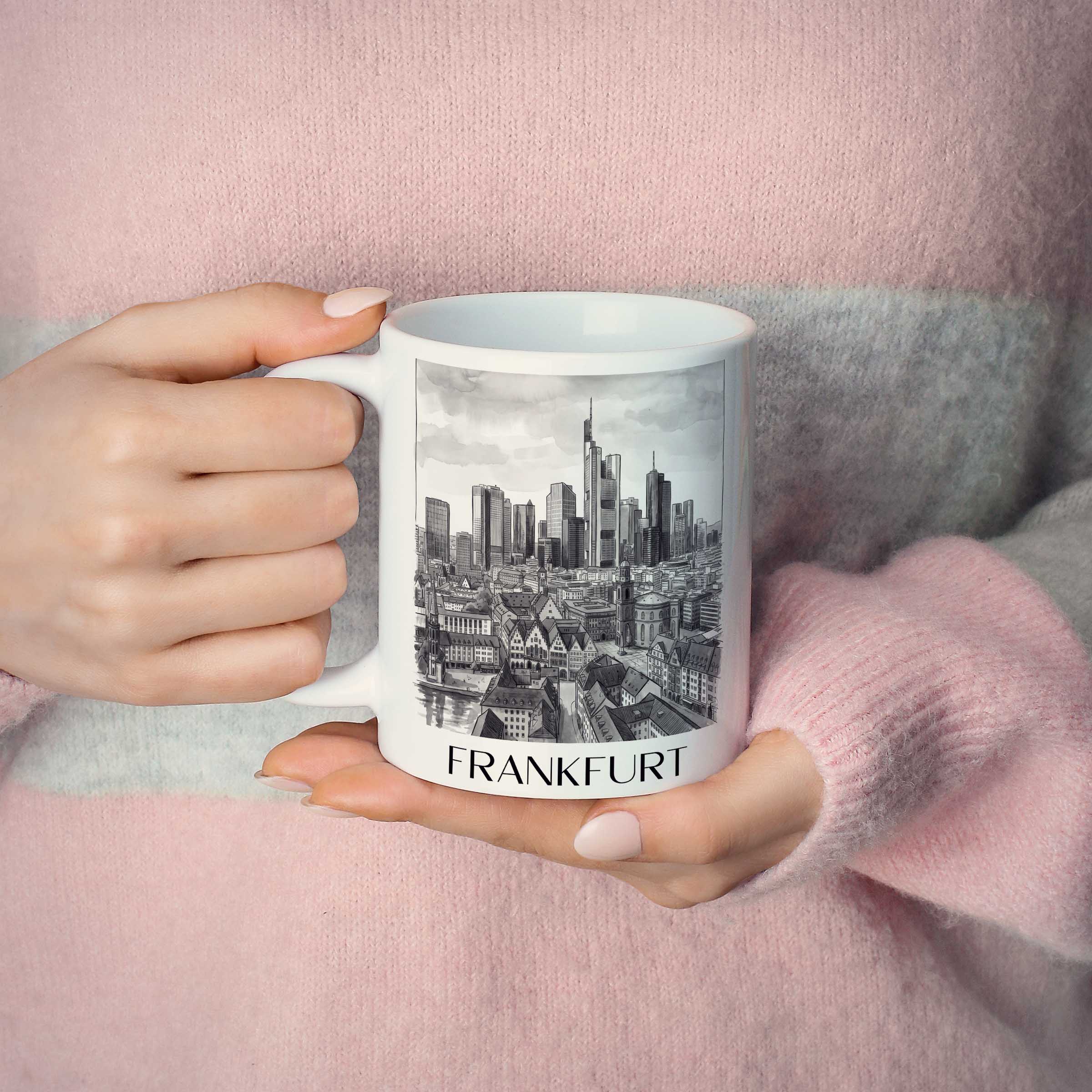 frankfurt-deutschland-kaffeebecher-aquarell-schwarz-weiss