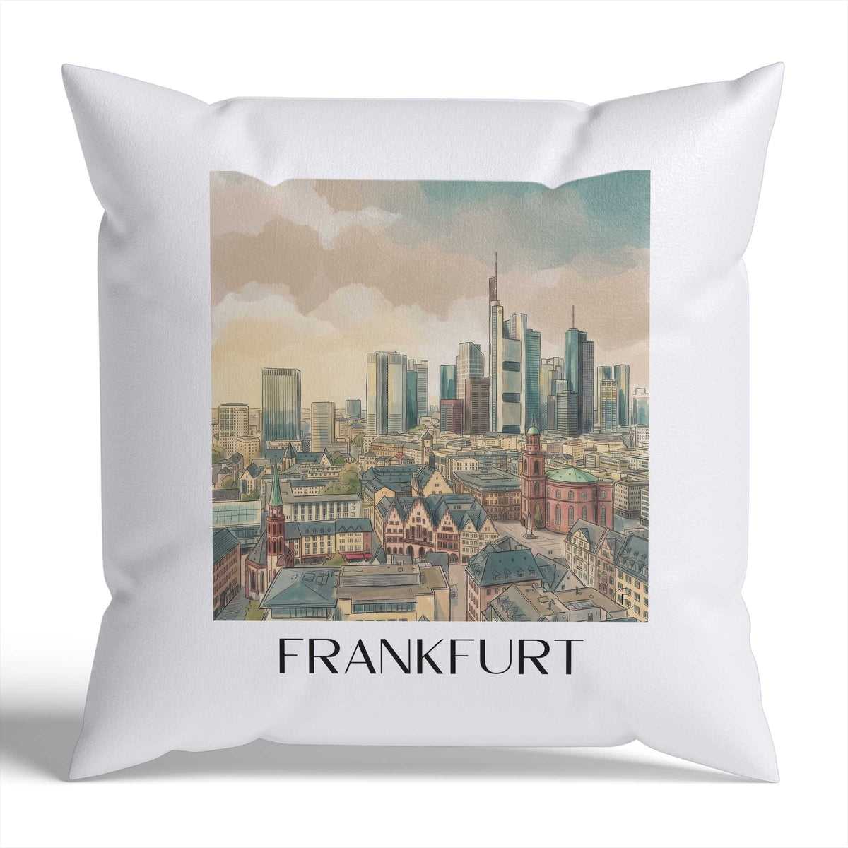 Frankfurt Kissenhülle - Zierkissen Bezug - Deutschland - Deutschland Kissen bzw. Kissenbezug im Aquarell Stil - favplace