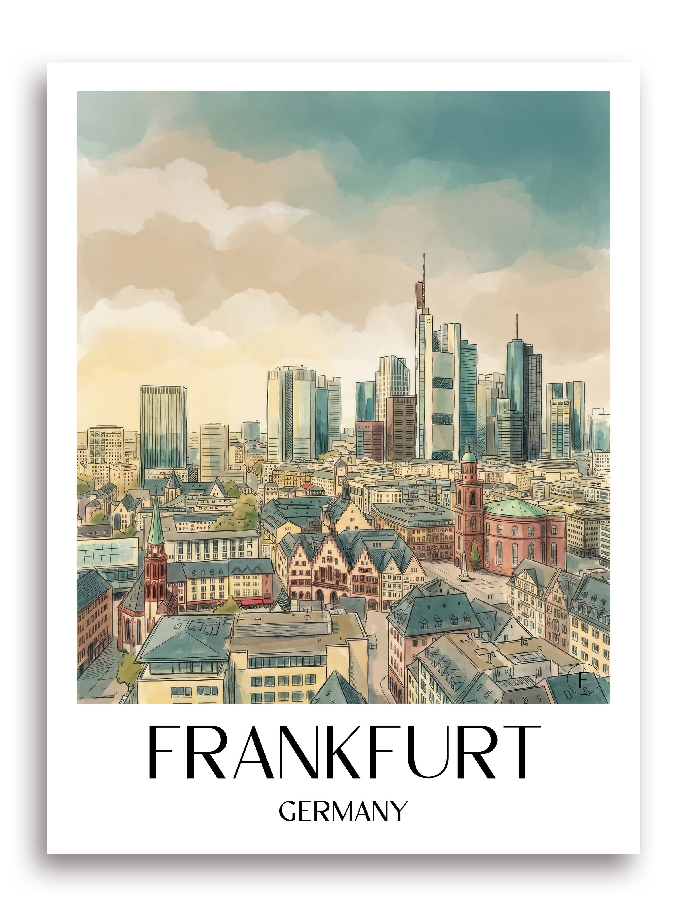 Frankfurt Poster - Deutschland Kunstdruck - Aquarell von A4 bis A1 - favplace