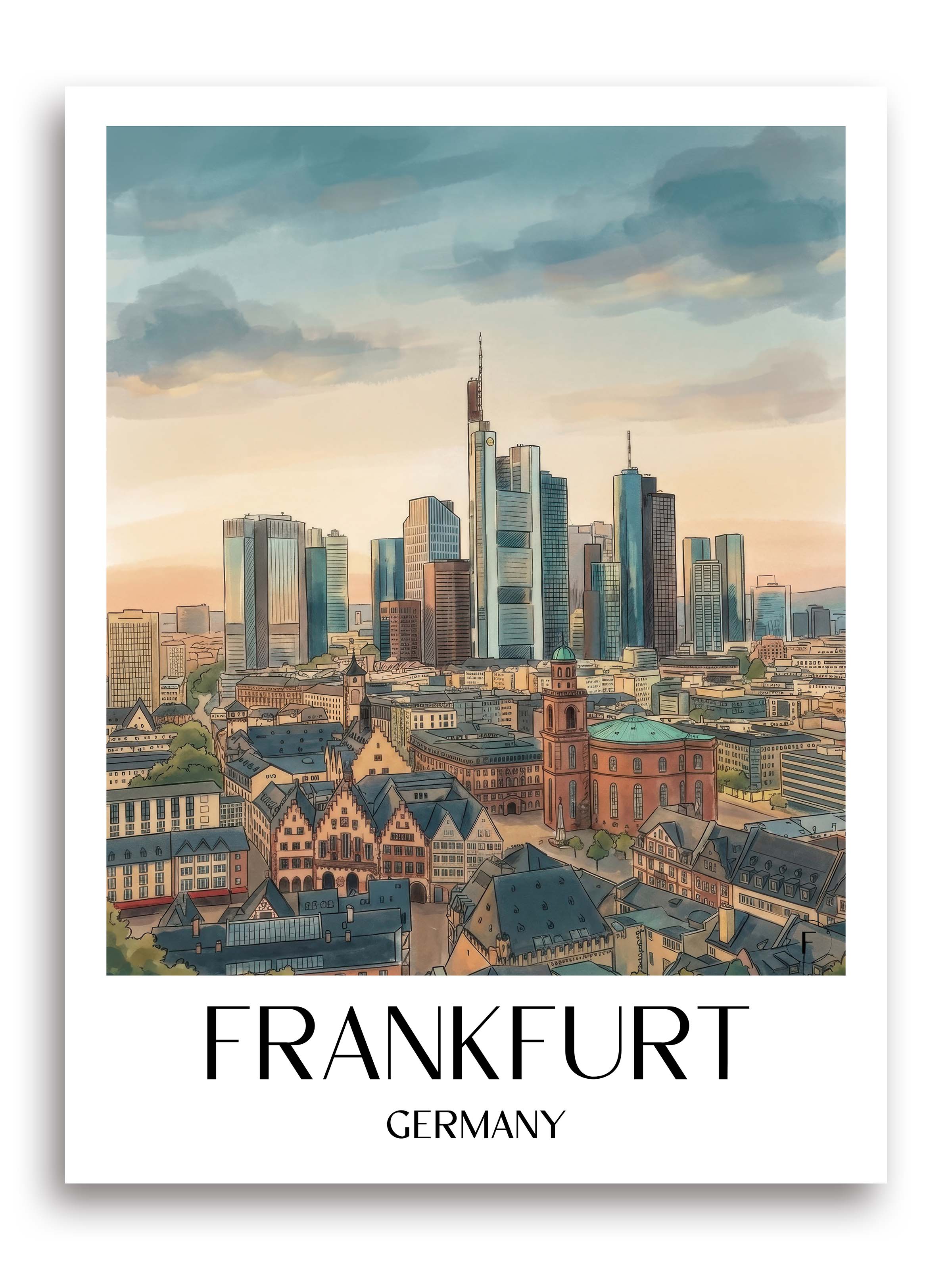 Frankfurt Poster - - Deutschland Kunstdruck - Aquarell von A4 bis A1 - favplace