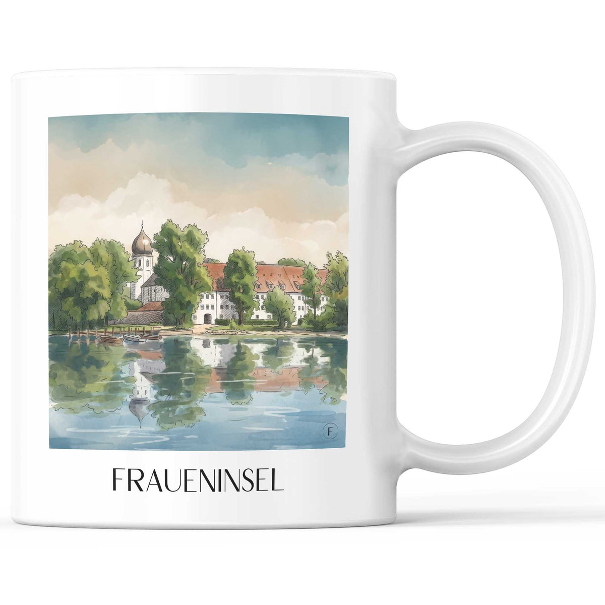 Fraueninsel Kaffeebecher - Chiemgau - Deutschland Becher - Kaffeetasse im Aquarell Stil - favplace