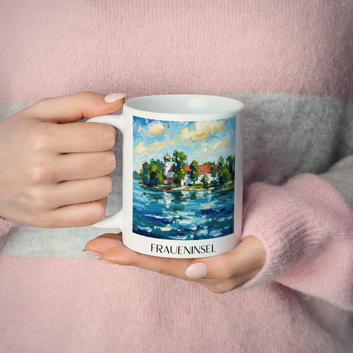 fraueninsel-chiemgau-deutschland-kaffeebecher-oil-painting-oelgemaelde