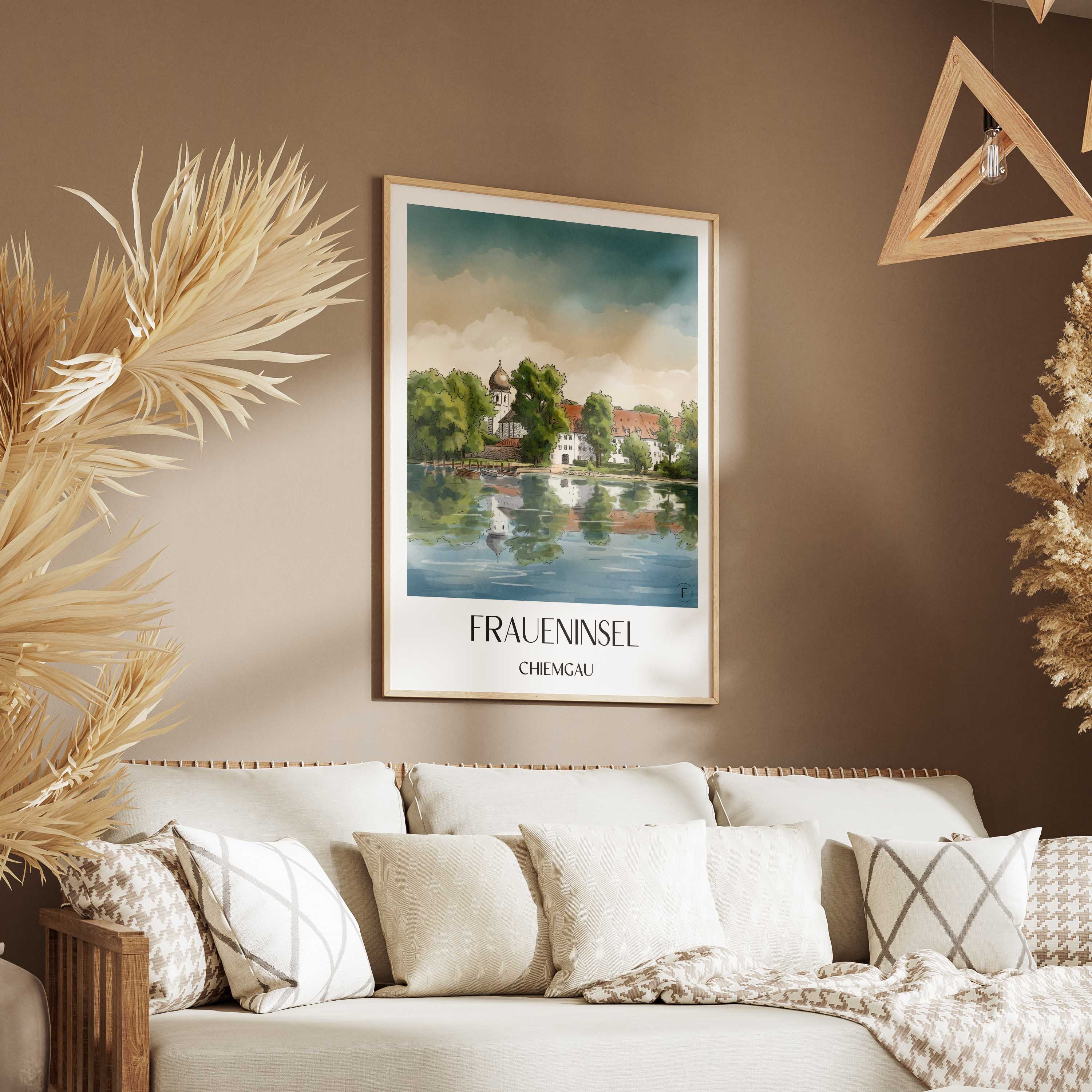 fraueninsel-chiemgau-deutschland-poster-aquarell