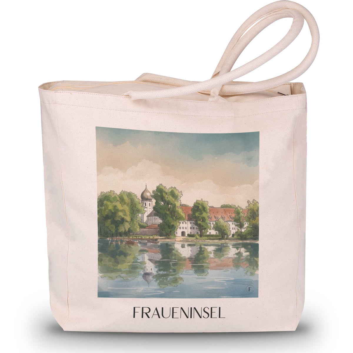 Fraueninsel Shopping Tasche - Chiemgau - Deutschland Tote Bag - Einkaufstasche im Aquarell Stil - favplace
