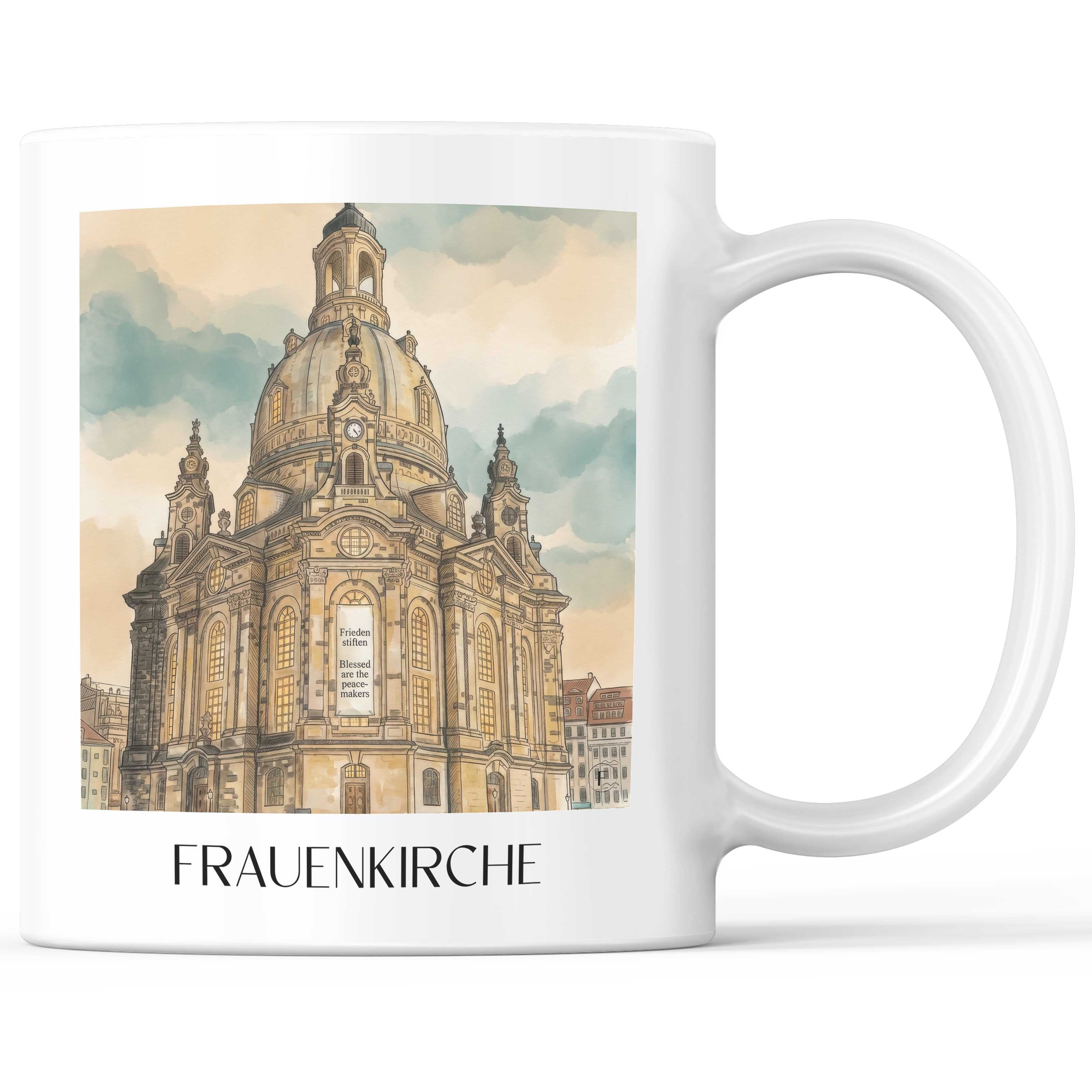 Frauenkirche Kaffeebecher - Dresden - Deutschland Becher - Kaffeetasse im Aquarell Stil - favplace