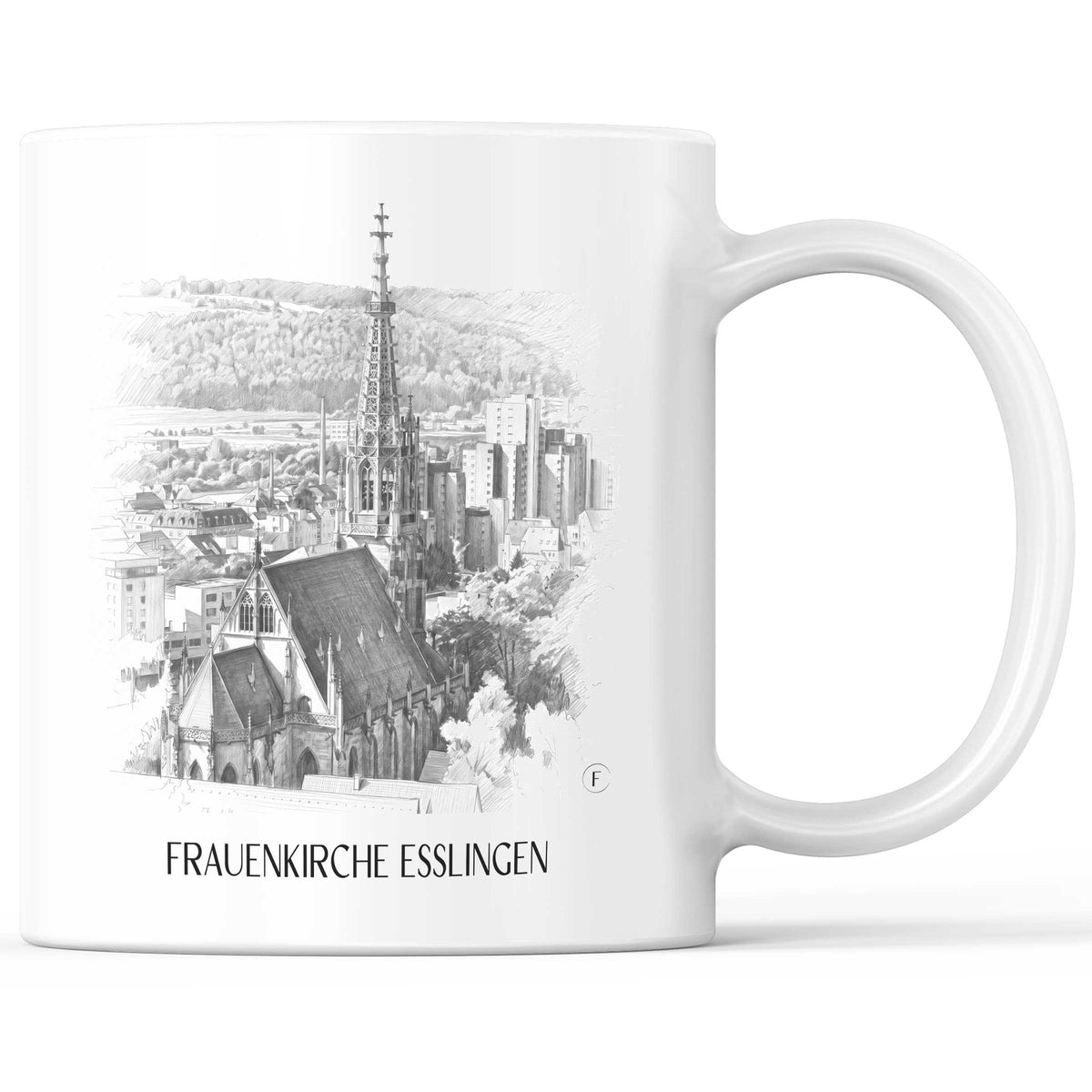Frauenkirche Kaffeebecher - Esslingen am Neckar - Deutschland Becher - Kaffeetasse im Zeichnung Stil