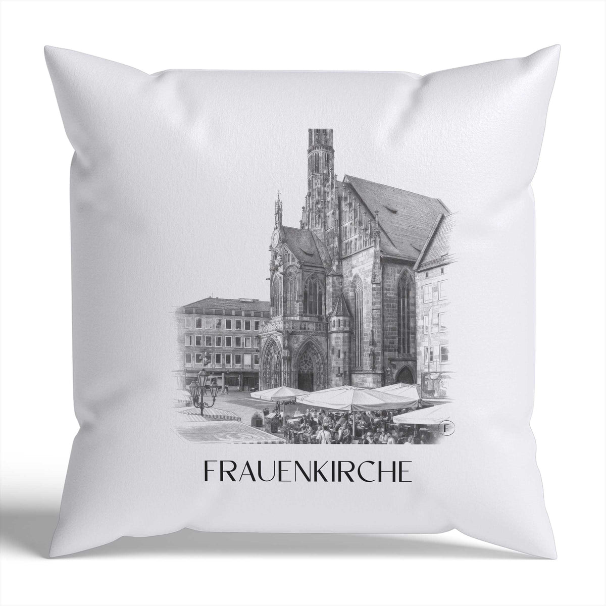 Frauenkirche Kissenhülle - Zierkissen Bezug - Nürnberg - Deutschland Kissen bzw. Kissenbezug im Zeichnung Stil - favplace