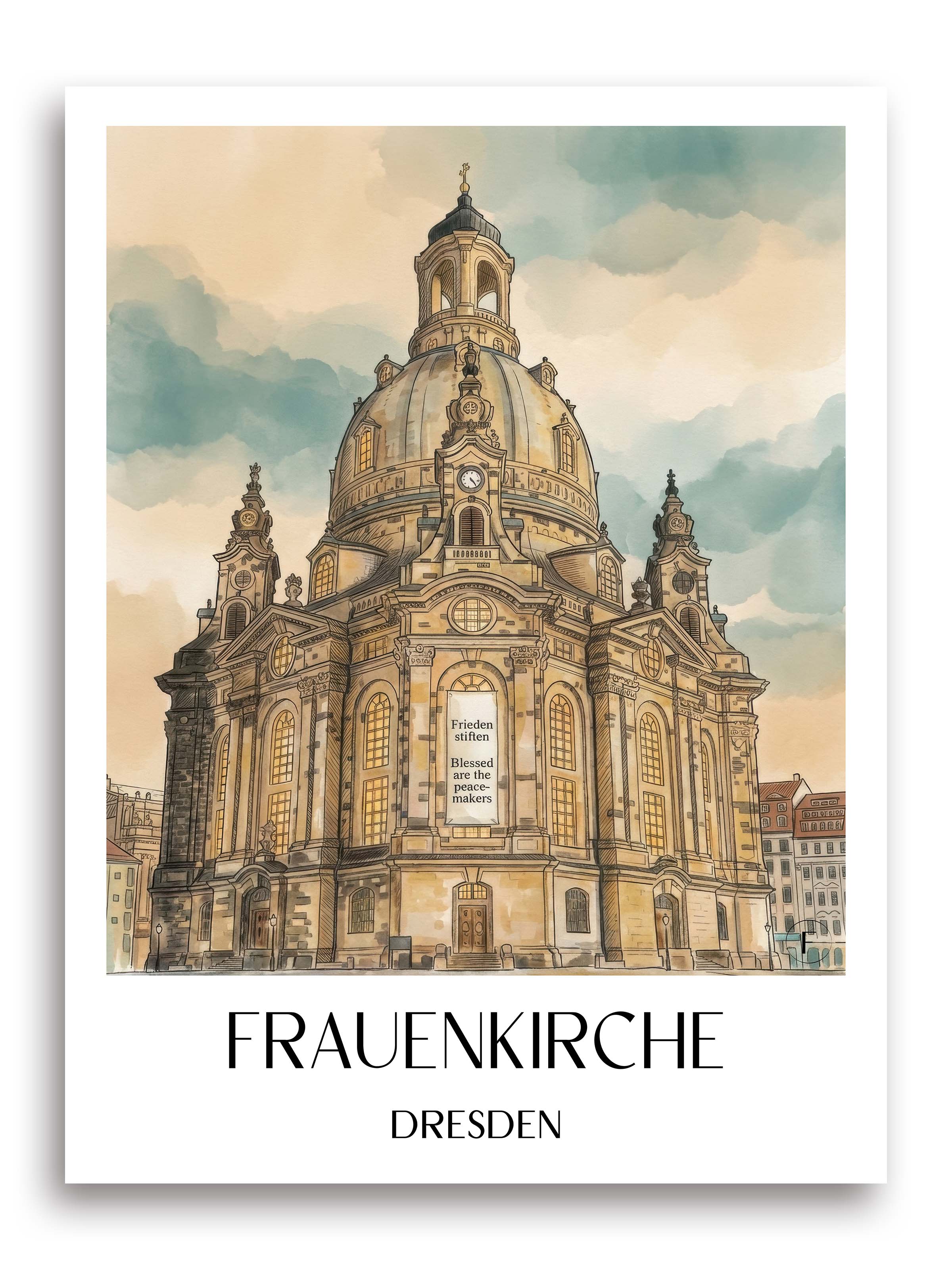 Frauenkirche Poster - Dresden - Deutschland Kunstdruck - Aquarell von A4 bis A1 - favplace
