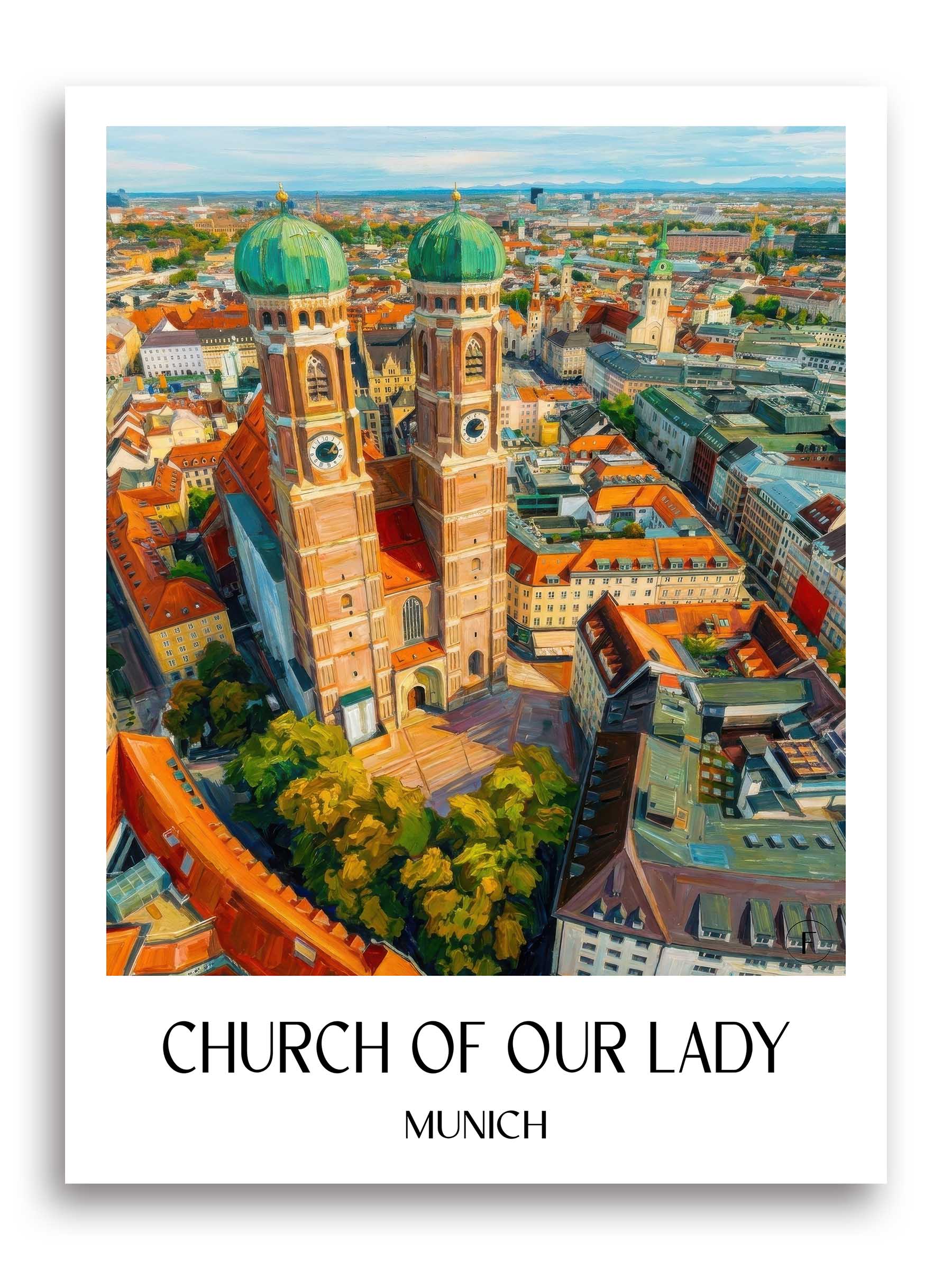 Frauenkirche Poster - München - Deutschland Kunstdruck - Ölgemälde von A4 bis A1 - favplace