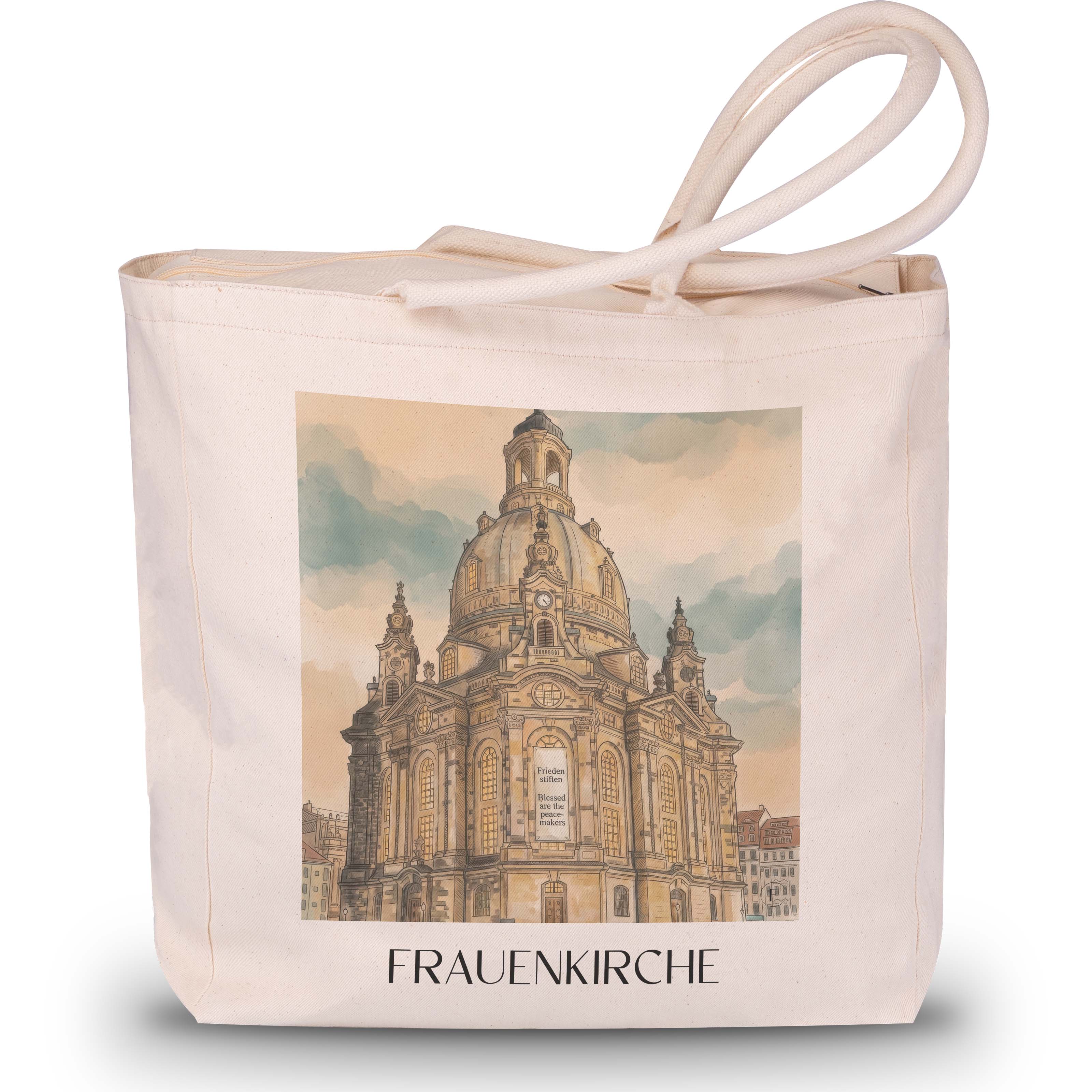 Frauenkirche Shopping Tasche - Dresden - Deutschland Tote Bag - Einkaufstasche im Aquarell Stil - favplace