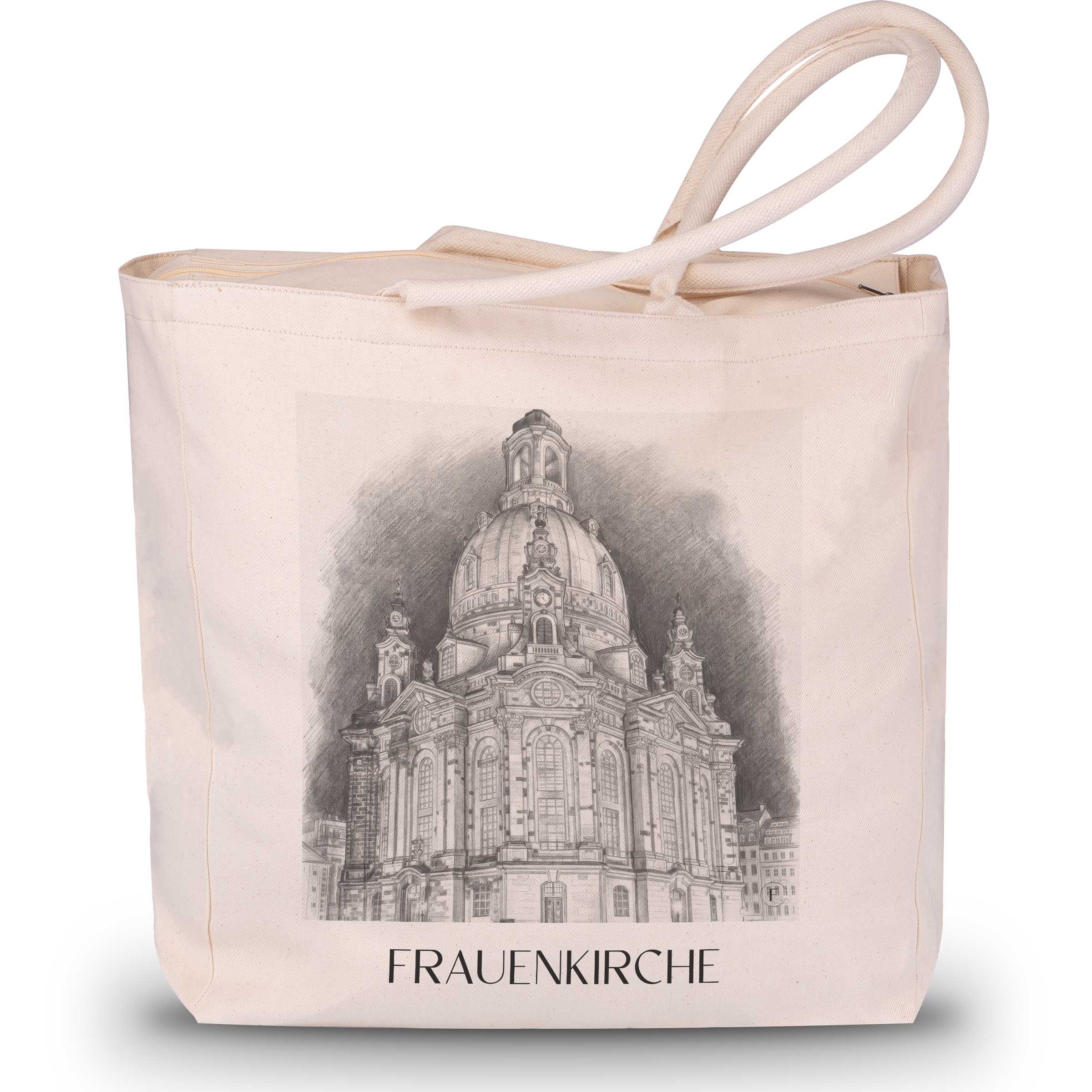 Frauenkirche Shopping Tasche - Dresden - Deutschland Tote Bag - Einkaufstasche im Zeichnung Stil