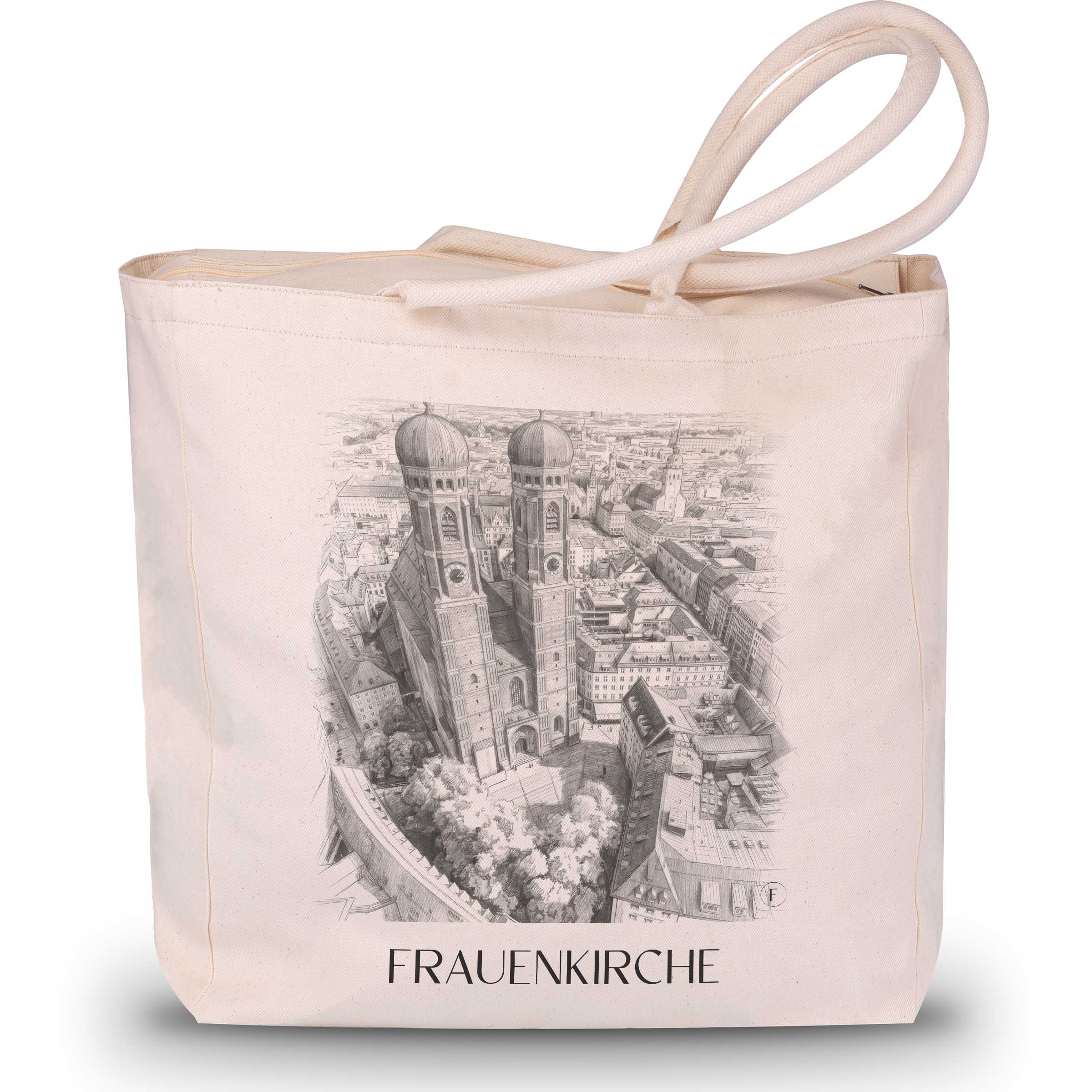 frauenkirche-münchen-deutschland-einkaufstasche-bleistift-zeichnung-drawing
