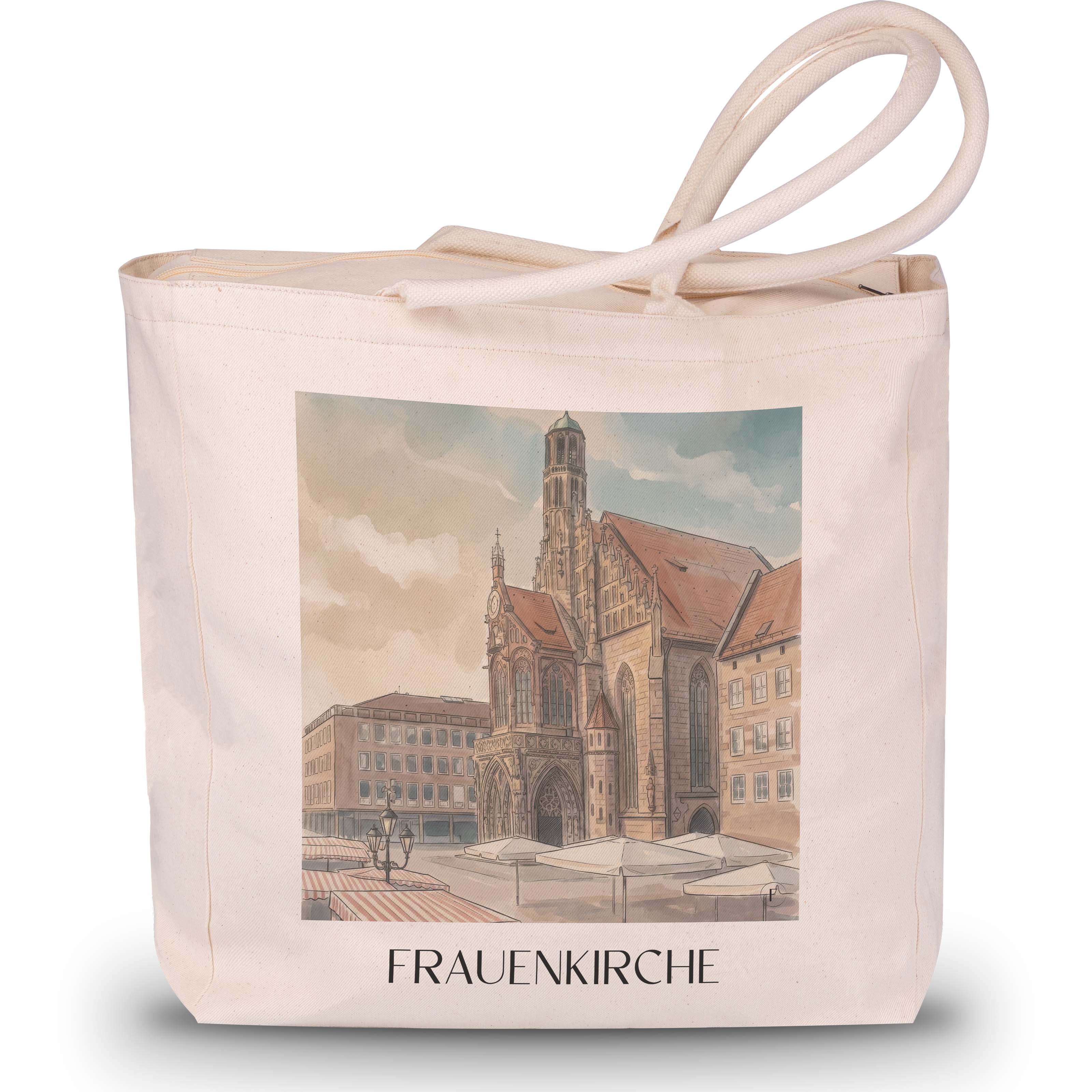 Frauenkirche Shopping Tasche - Nürnberg - Deutschland Tote Bag - Einkaufstasche im Aquarell Stil - favplace