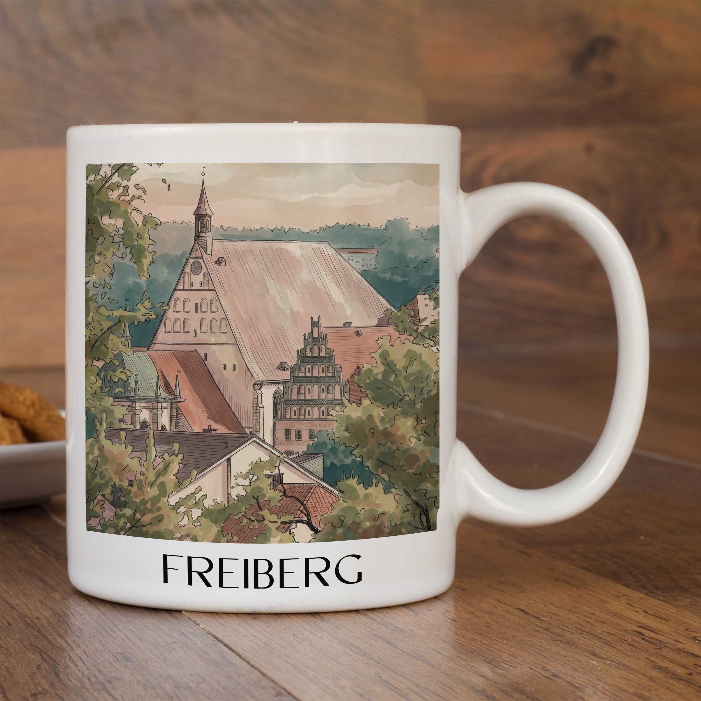 freiberg-erzgebirge-deutschland-kaffeebecher-aquarell