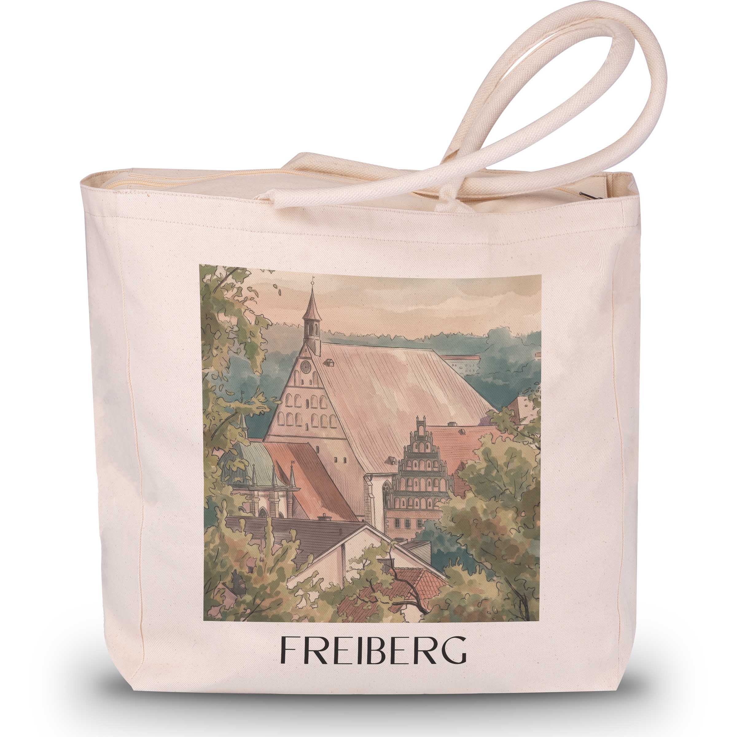 freiberg-erzgebirge-deutschland-einkaufstasche-aquarell