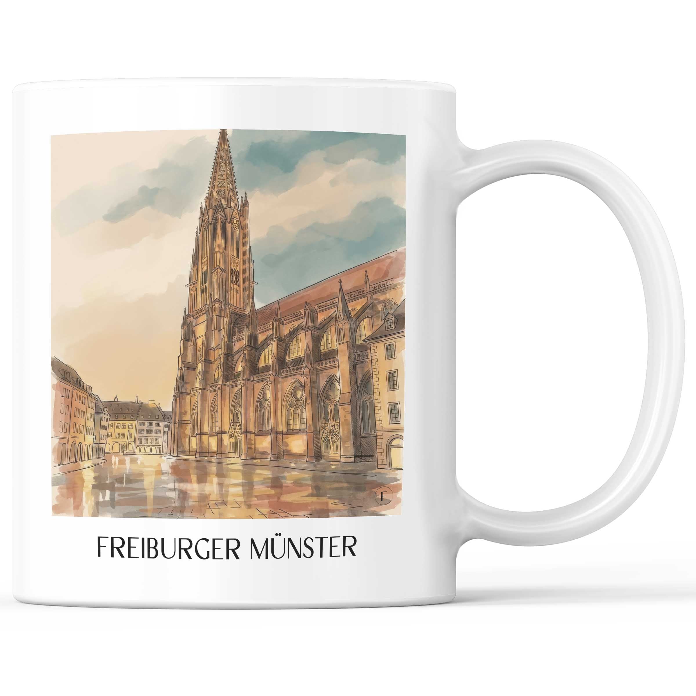 freiburger-münster-schwarzwald-deutschland-kaffeebecher-aquarell