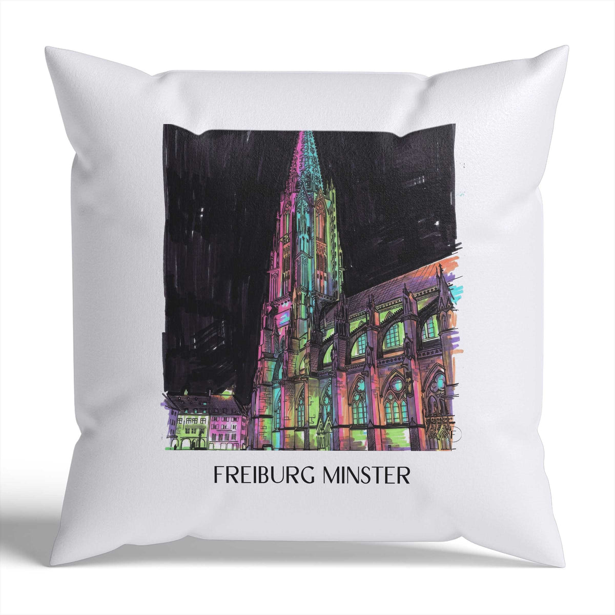 Freiburger Münster Kissenhülle - Zierkissen Bezug - Schwarzwald - Deutschland Kissen bzw. Kissenbezug im Tag Graffiti Stil - favplace