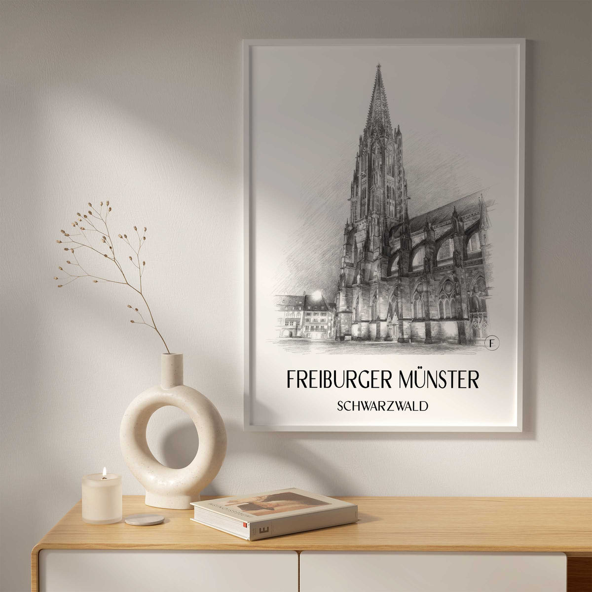 freiburger-münster-schwarzwald-deutschland-poster-bleistift-zeichnung-drawing