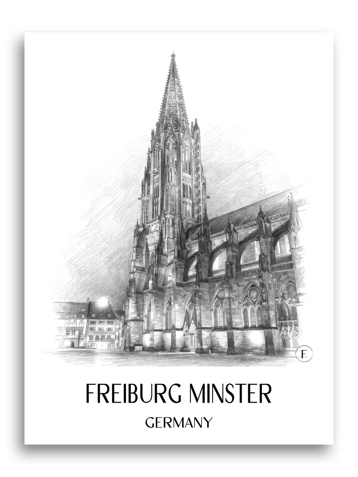 Freiburger Münster Poster - Schwarzwald - Deutschland Kunstdruck - Zeichnung von A4 bis A1 - favplace