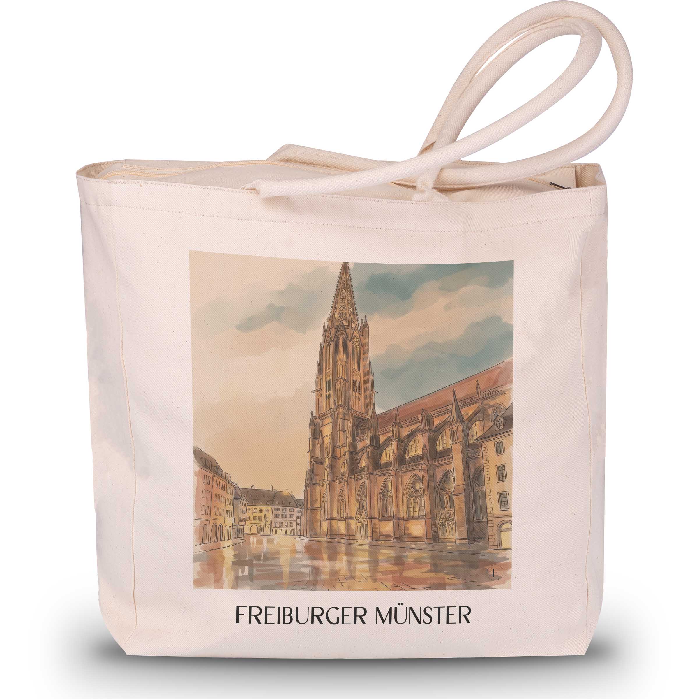 freiburger-münster-schwarzwald-deutschland-einkaufstasche-aquarell