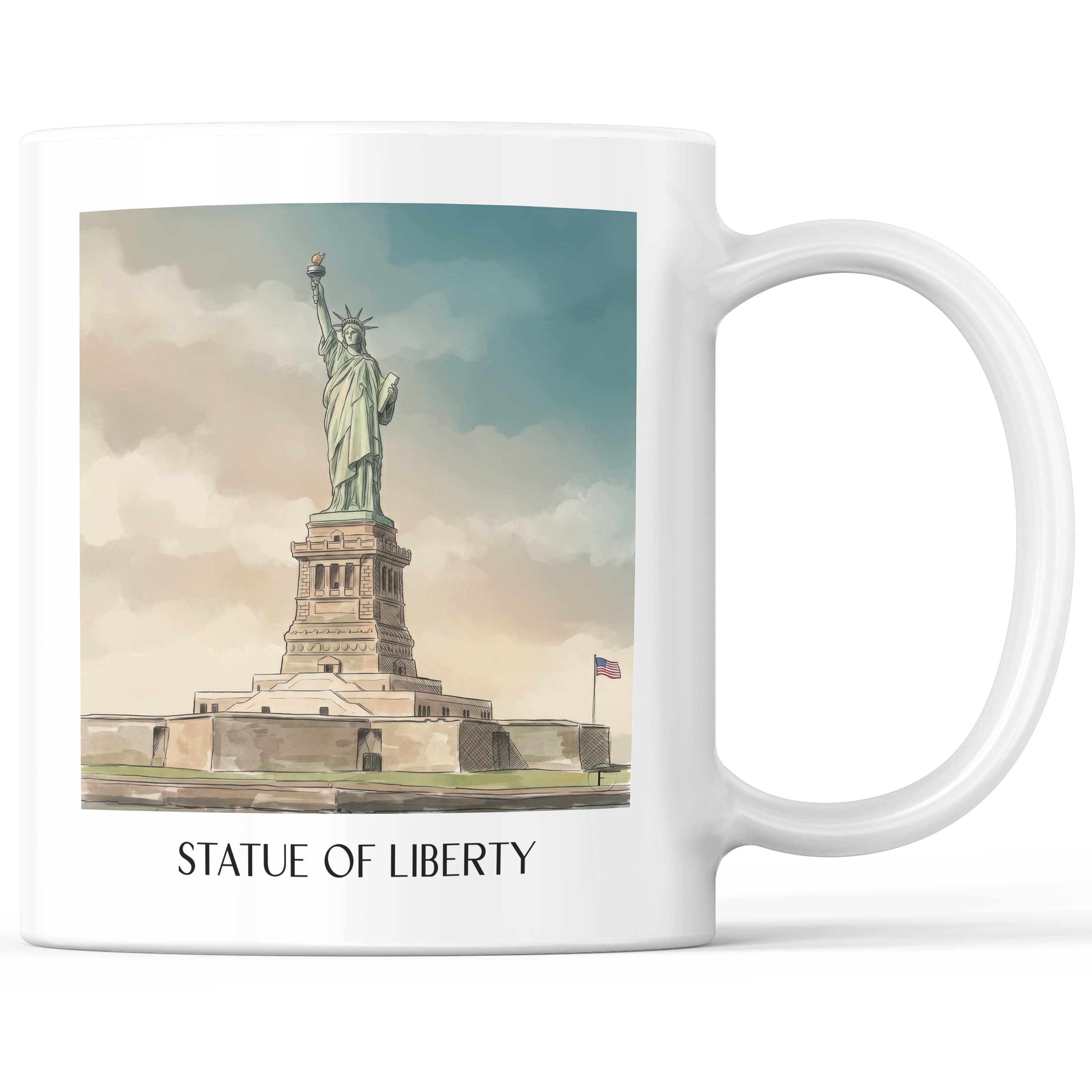 Freiheitsstatue Kaffeebecher - New York City - USA Becher - Kaffeetasse im Aquarell Stil - favplace