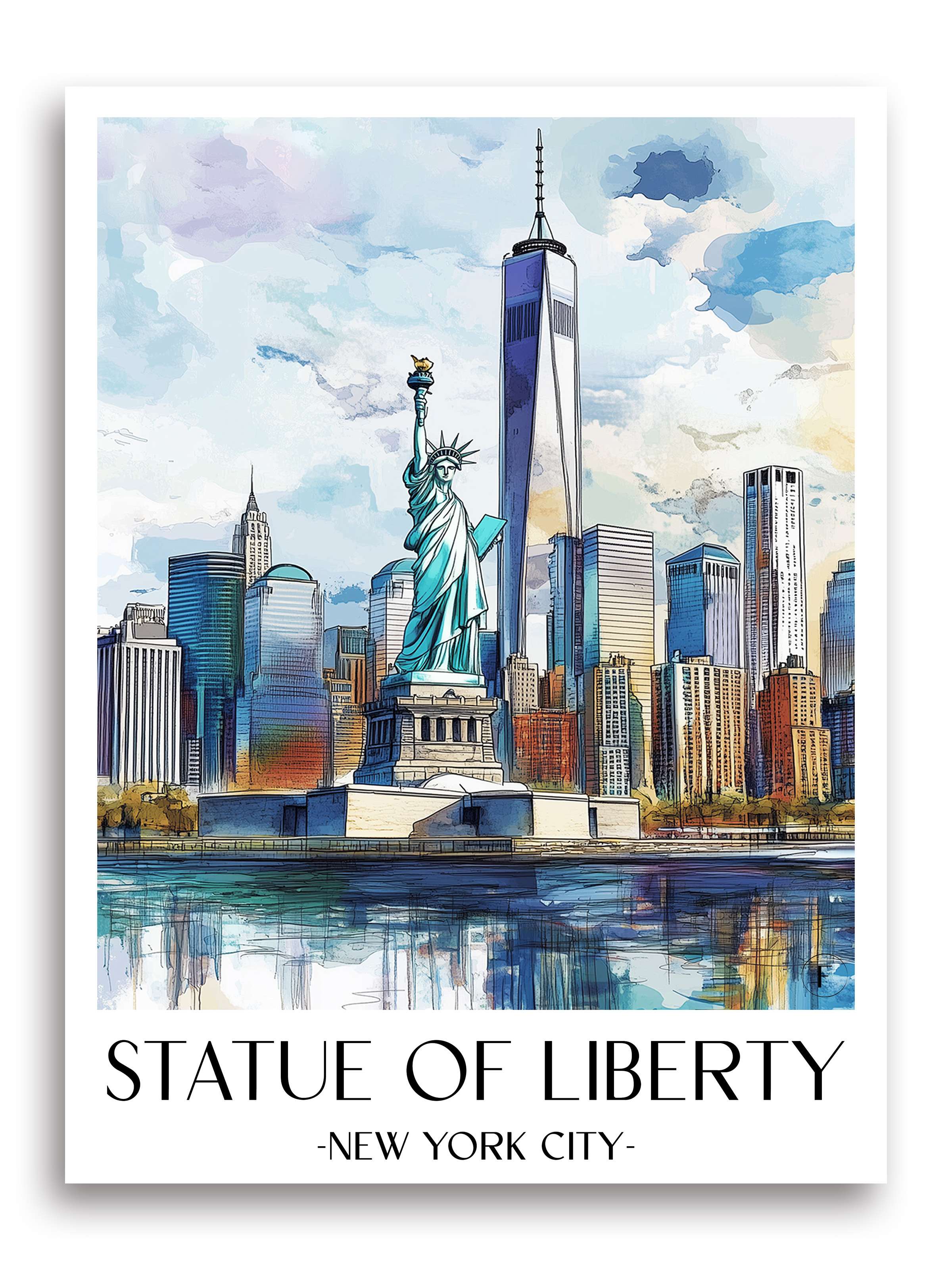 Freiheitsstatue Poster - New York City - USA Kunstdruck - Aquarell von A4 bis A1 - favplace