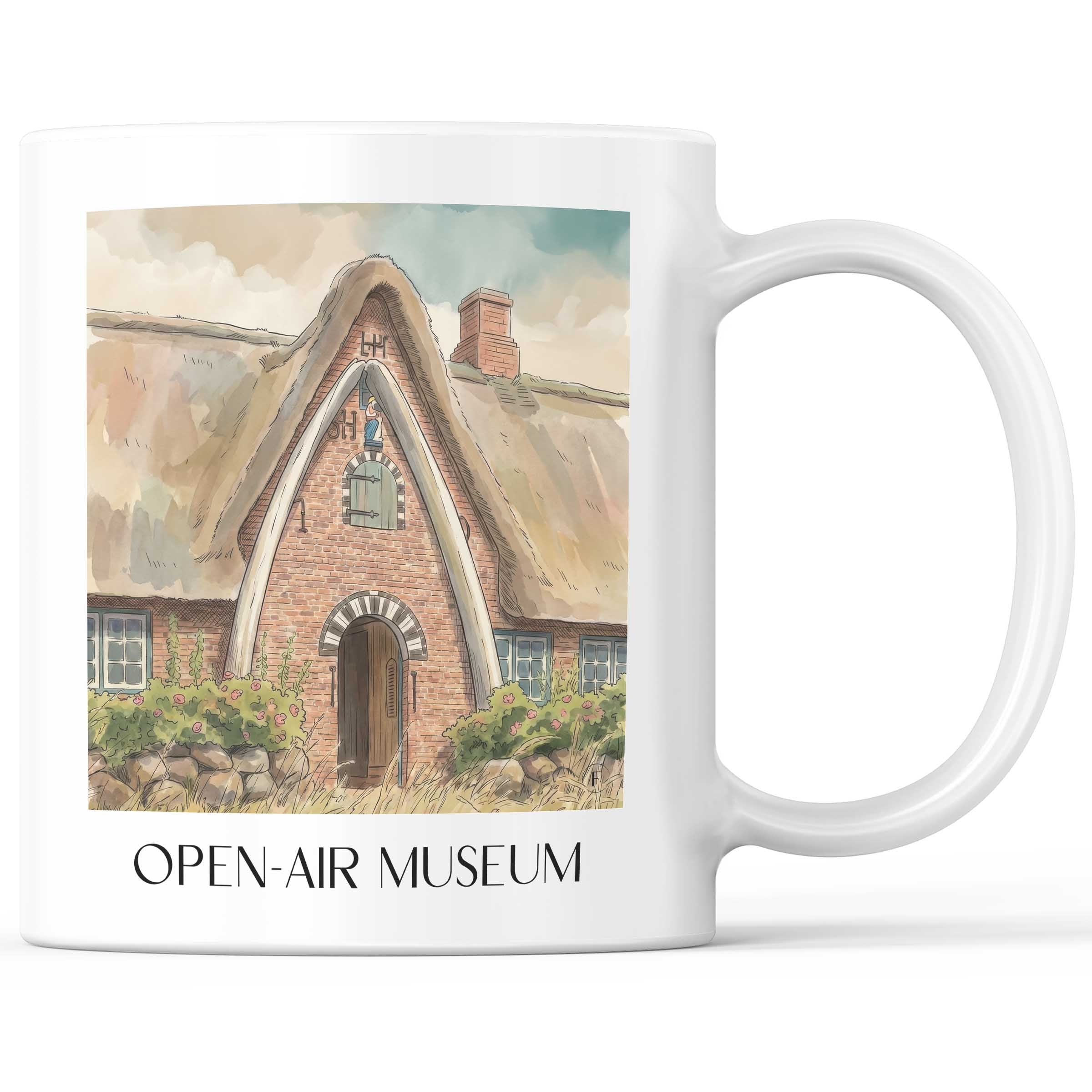 Freilichtmuseum Kaffeebecher - Kiel - Deutschland Becher - Kaffeetasse im Aquarell Stil - favplace