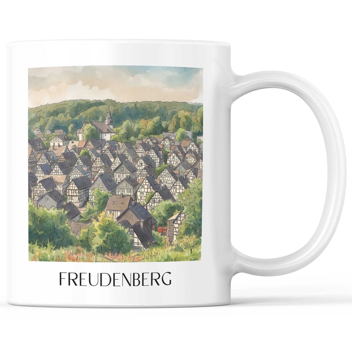 Freudenberg Kaffeebecher - Siegerland - Deutschland Becher - Kaffeetasse im Aquarell Stil - favplace