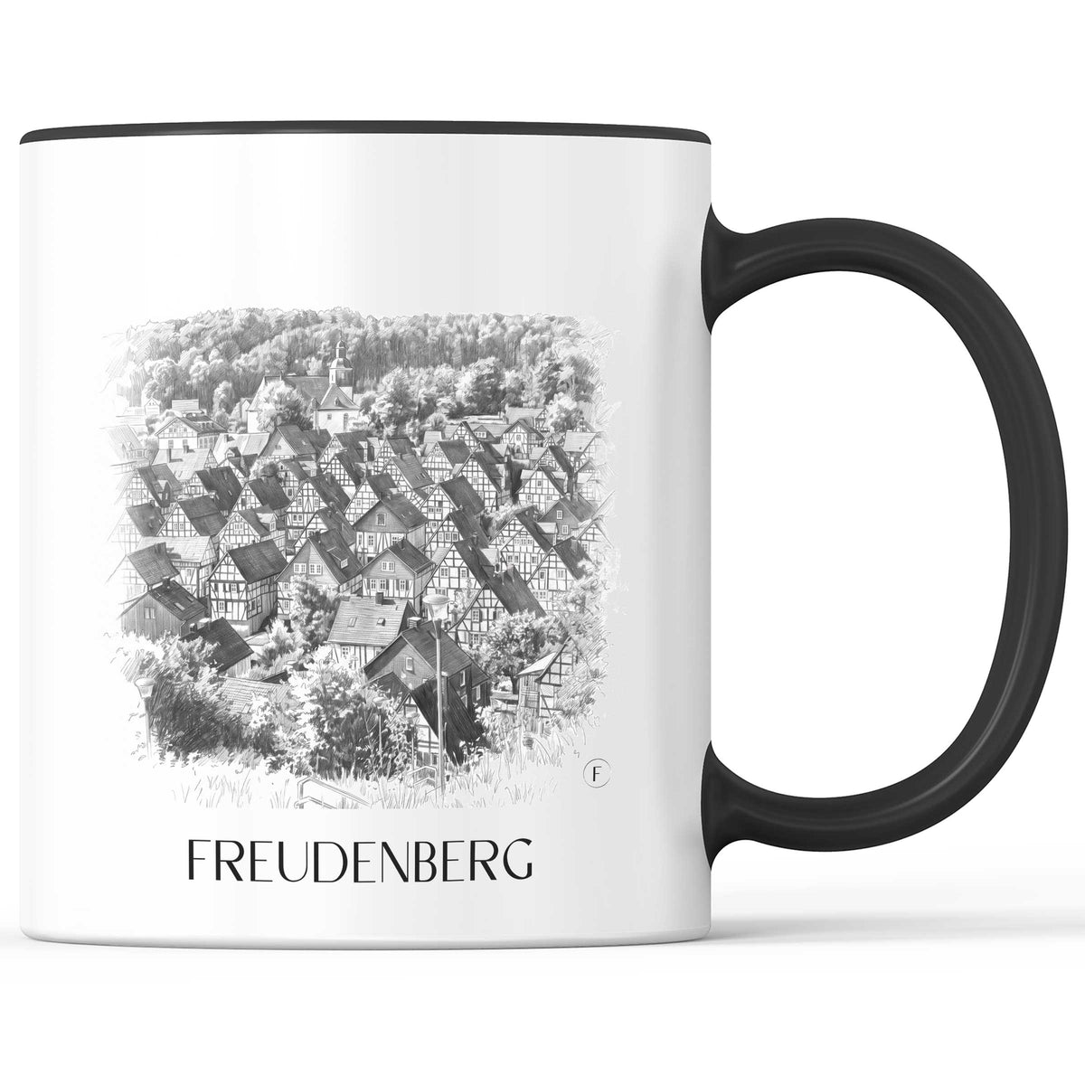 Freudenberg Kaffeebecher - Siegerland - Deutschland Becher - Kaffeetasse im Zeichnung Stil