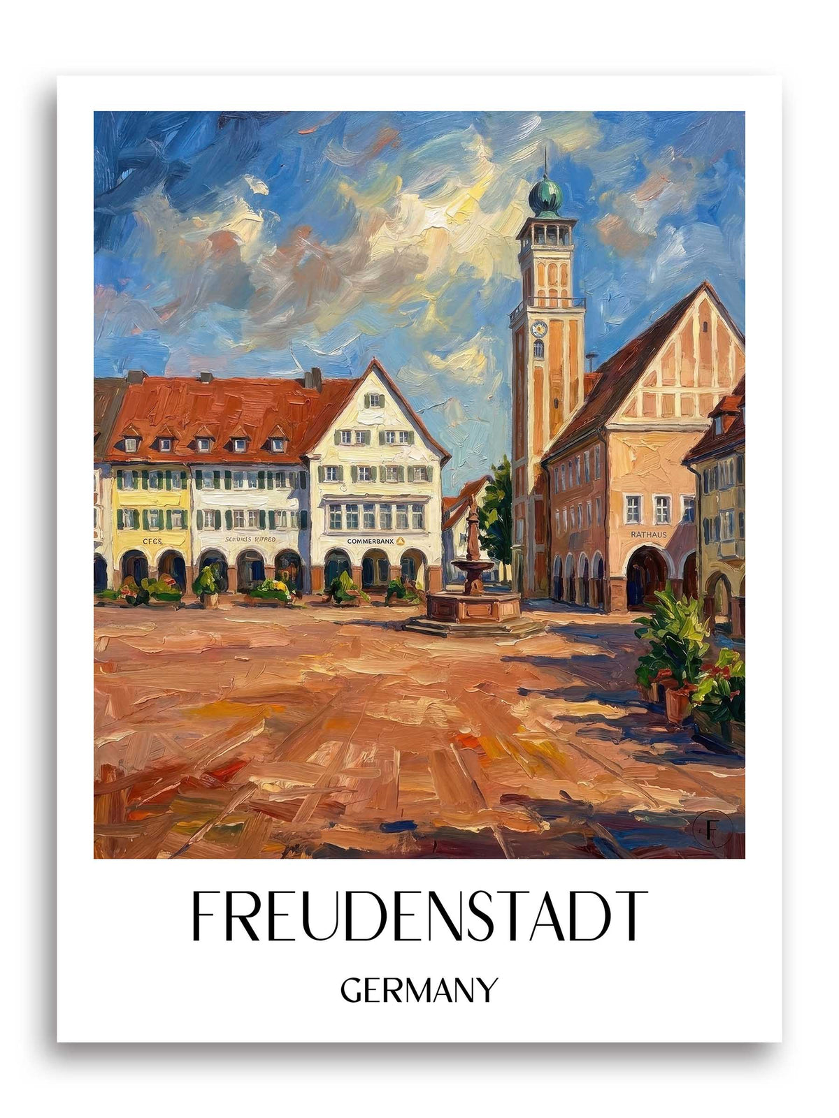 Freudenstadt Poster - Schwarzwald - Deutschland Kunstdruck - Ölgemälde von A4 bis A1 - favplace