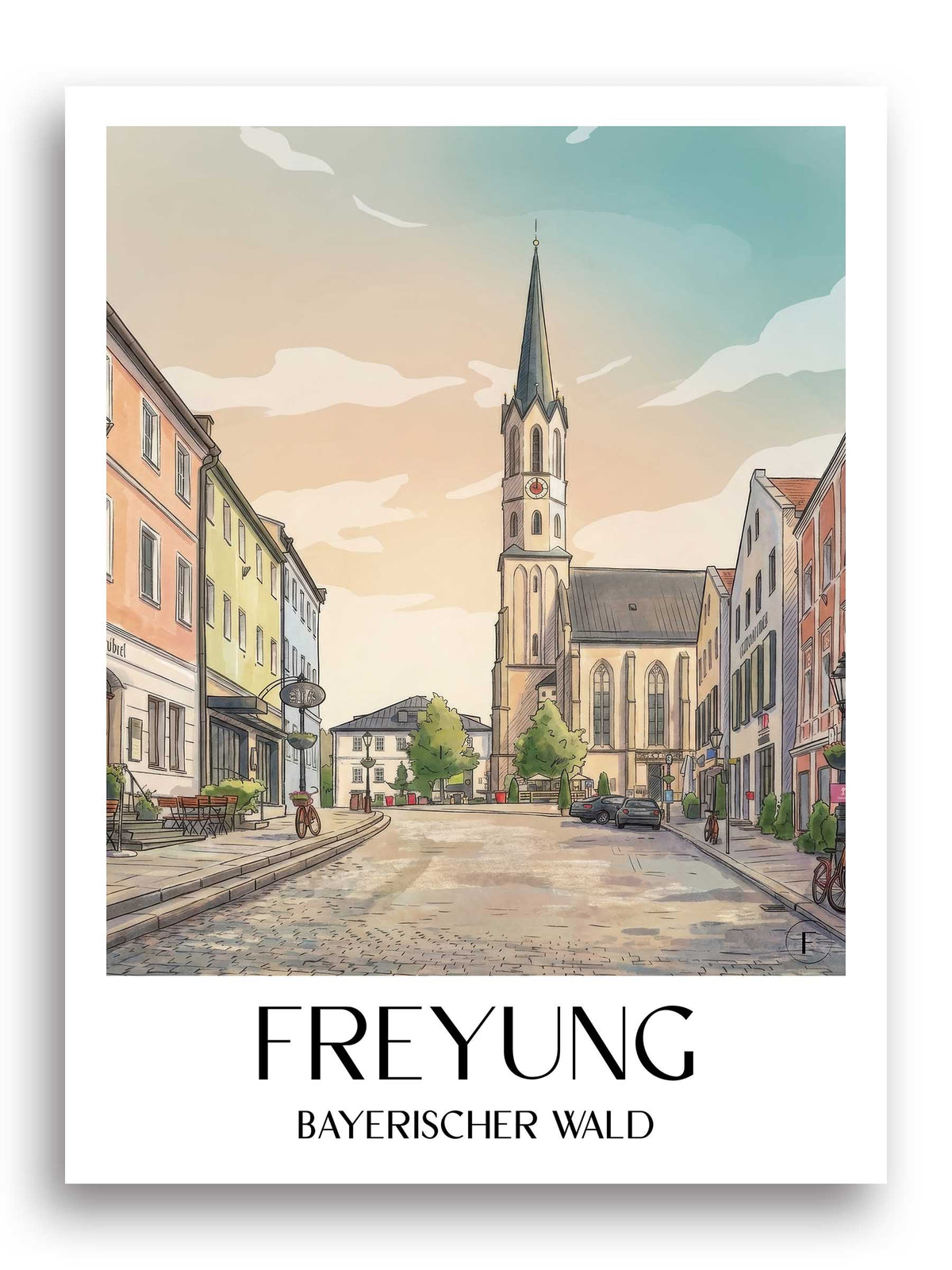 freyung-bayerischer-wald-deutschland-poster-aquarell