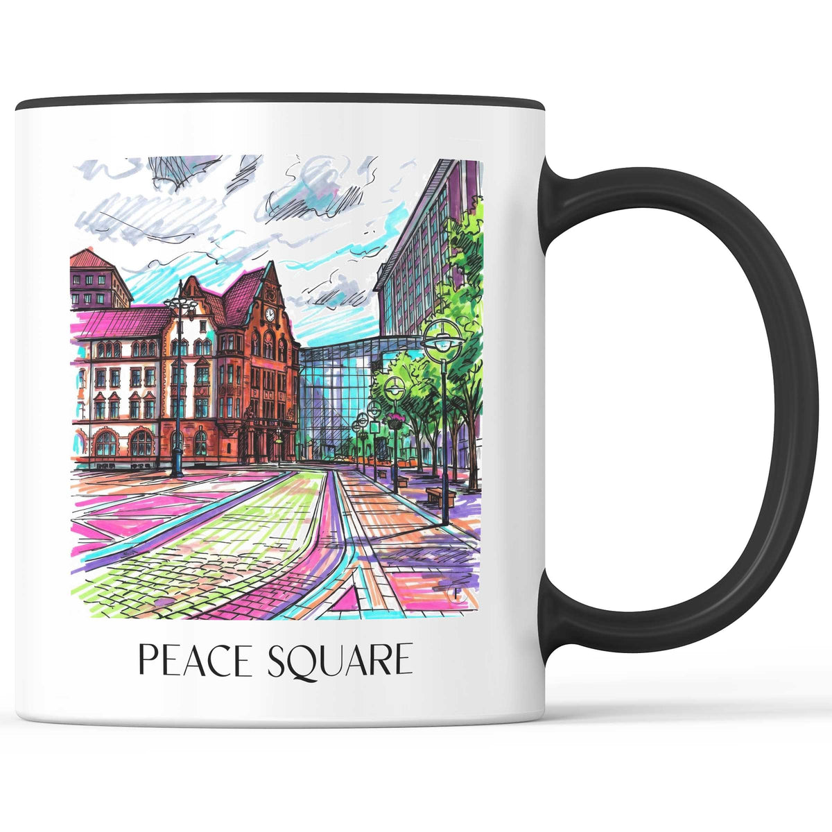 Friedensplatz Kaffeebecher - Dortmund - Deutschland Becher - Kaffeetasse im Tag Graffiti Stil - favplace