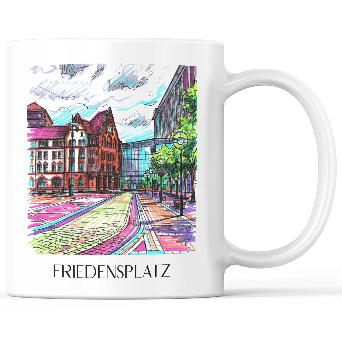 Friedensplatz Kaffeebecher - Dortmund - Deutschland Becher - Kaffeetasse im Tag Graffiti Stil - favplace