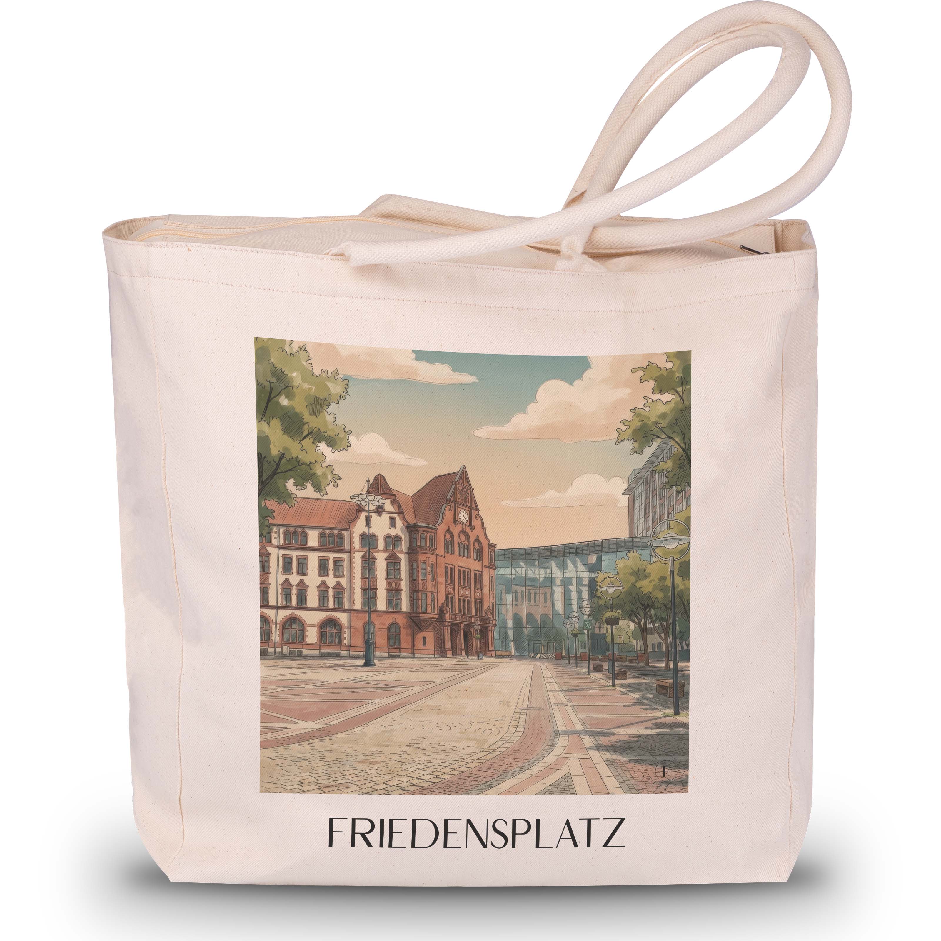 friedensplatz-dortmund-deutschland-einkaufstasche-aquarell