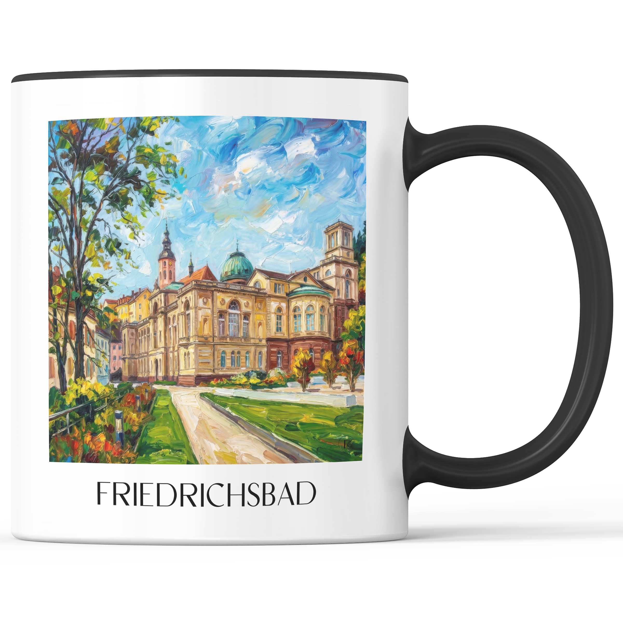 Friedrichsbad Kaffeebecher - Baden-Baden - Deutschland Becher - Kaffeetasse im Ölgemälde Stil - favplace