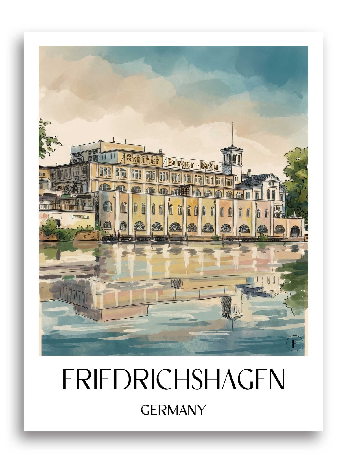 Friedrichshagen Poster - Berlin - Deutschland Kunstdruck - Aquarell von A4 bis A1 - favplace