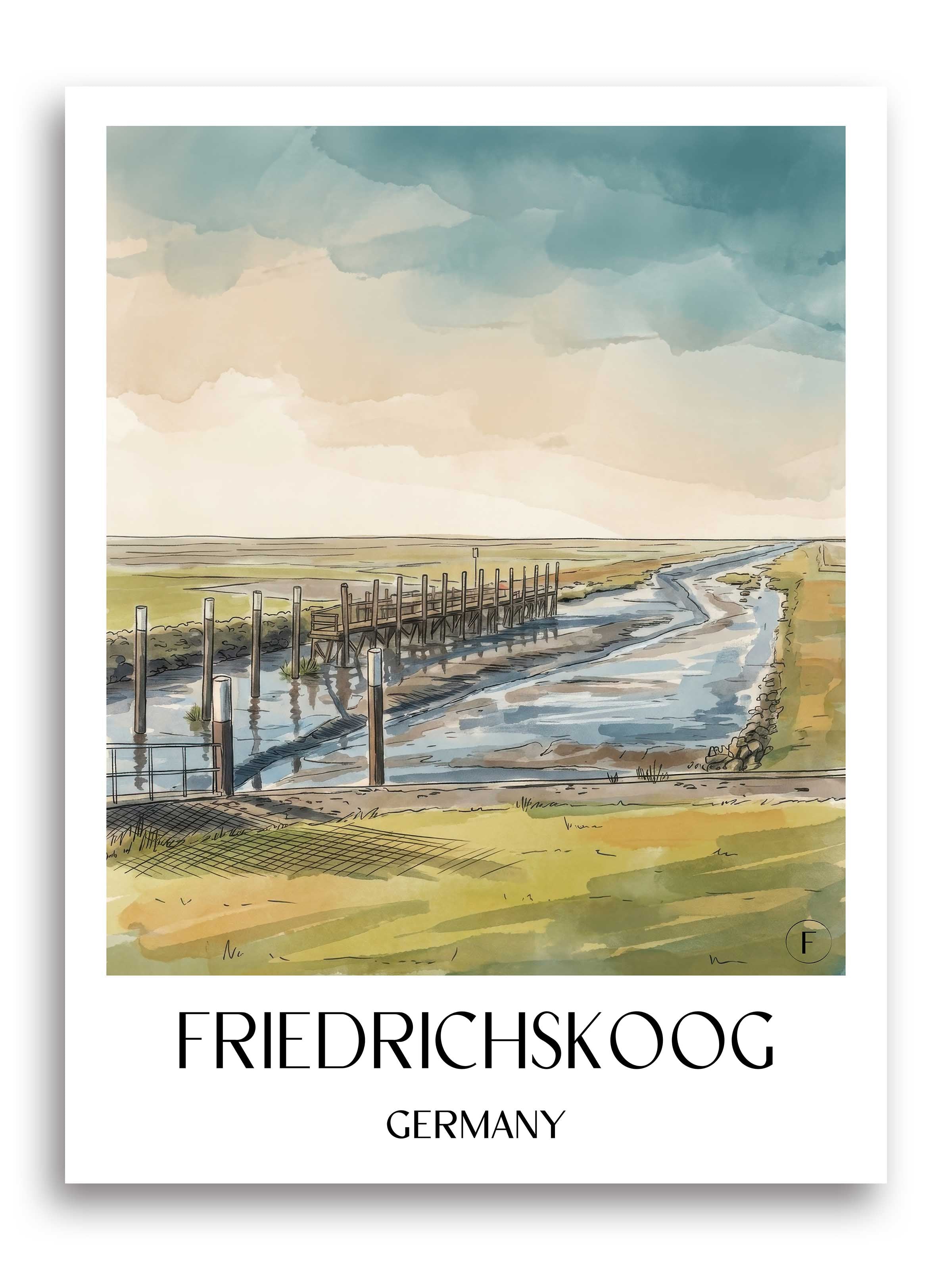Friedrichskoog Poster - Schleswig-Holstein - Deutschland Kunstdruck - Aquarell von A4 bis A1 - favplace