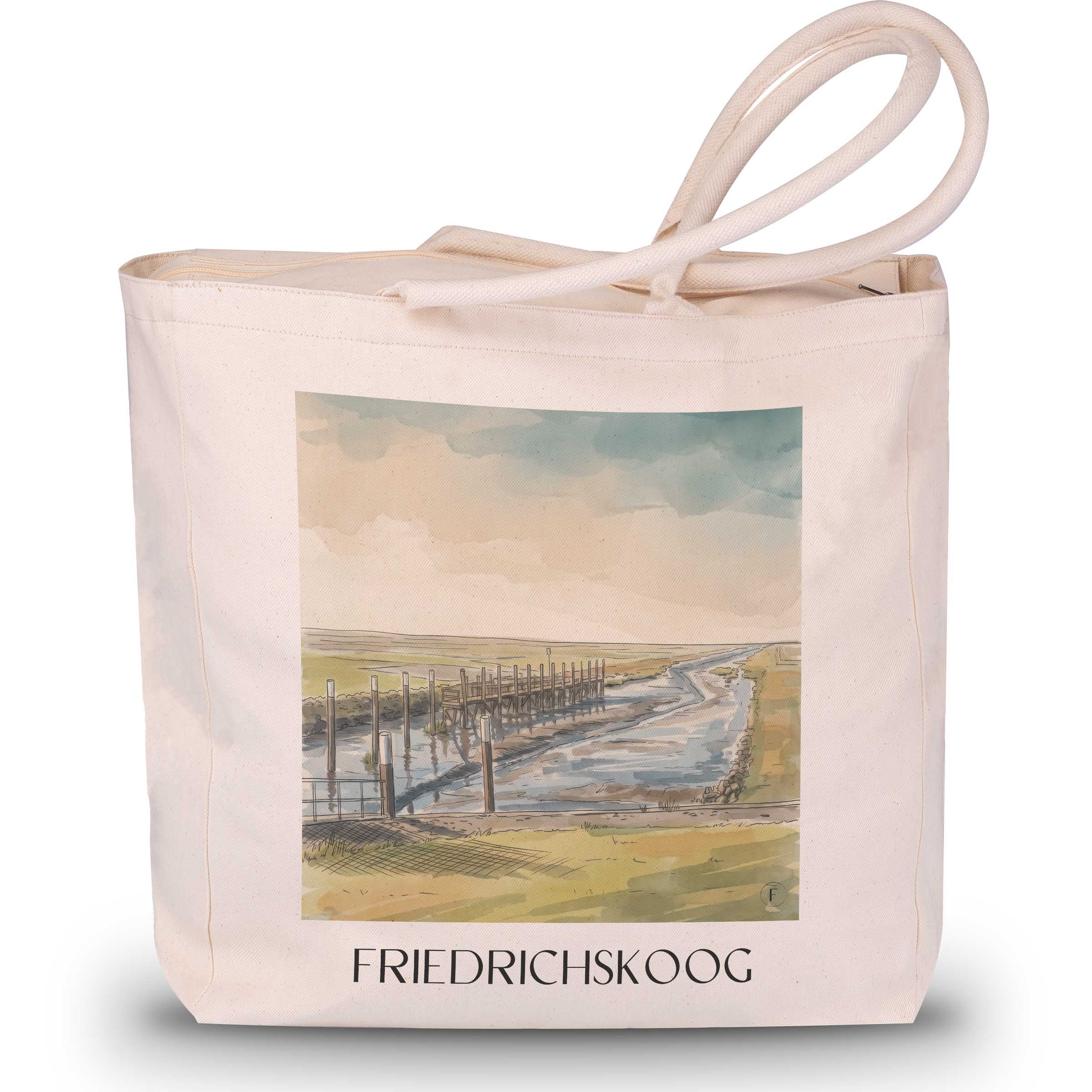 Friedrichskoog Shopping Tasche - Schleswig-Holstein - Deutschland Tote Bag - Einkaufstasche im Aquarell Stil - favplace