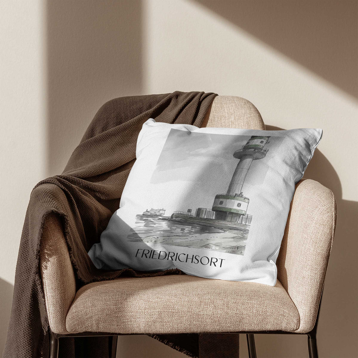 friedrichsort-kiel-deutschland-kissenbezug-aquarell-schwarz-weiss