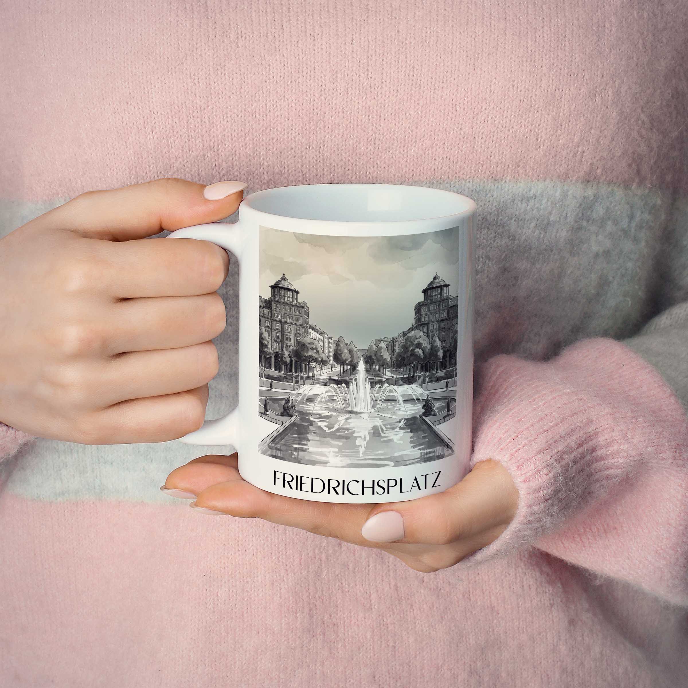friedrichsplatz-mannheim-deutschland-kaffeebecher-aquarell-schwarz-weiss