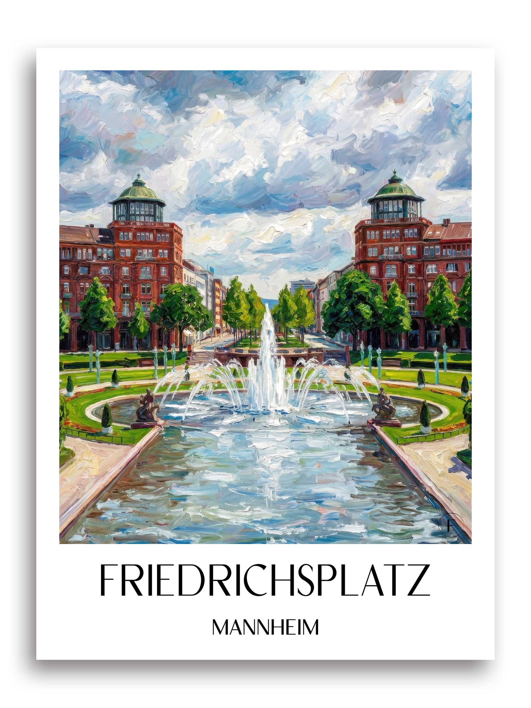 Friedrichsplatz Poster - Mannheim - Deutschland Kunstdruck - Ölgemälde von A4 bis A1 - favplace