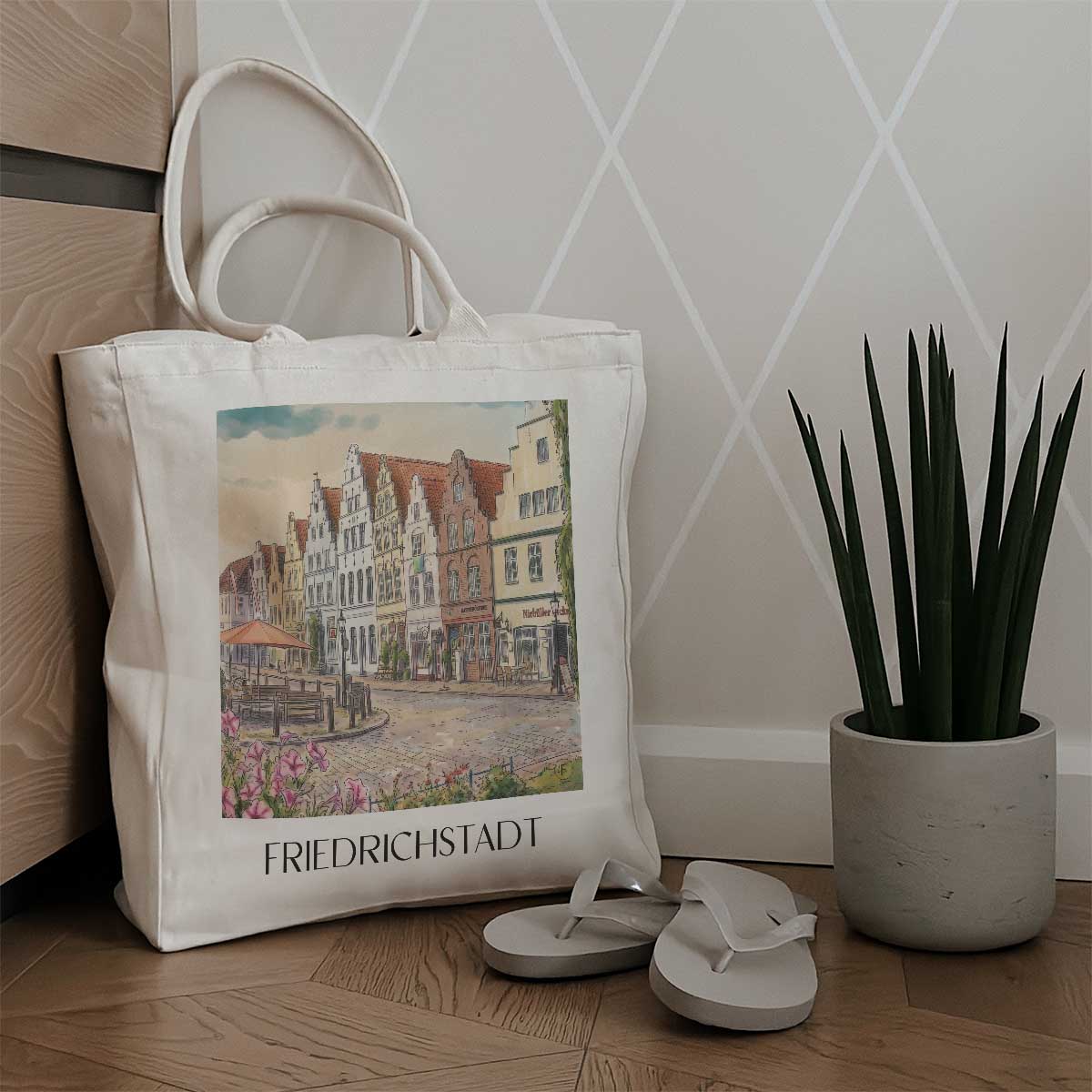 friedrichstadt-nordfriesland-deutschland-einkaufstasche-aquarell