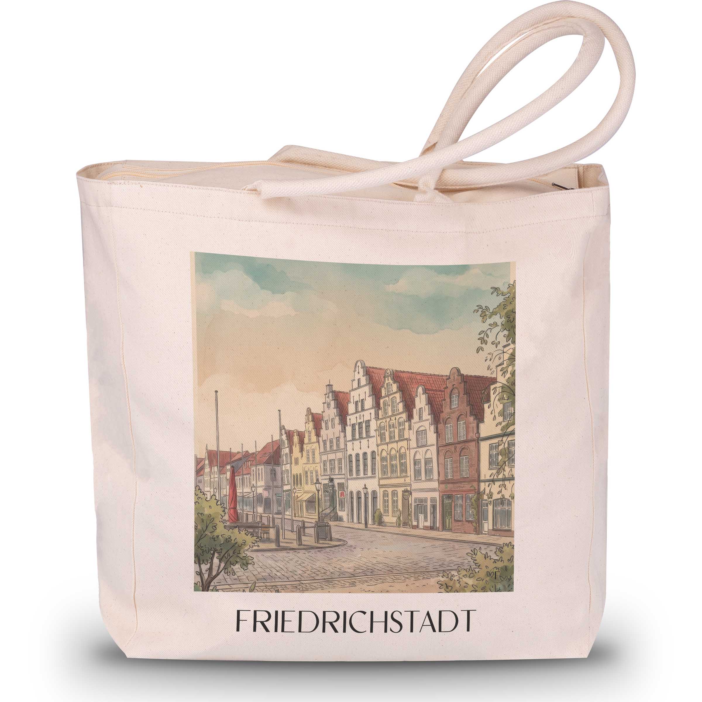 Friedrichstadt Shopping Tasche - Schleswig - Deutschland Tote Bag - Einkaufstasche im Aquarell Stil - favplace