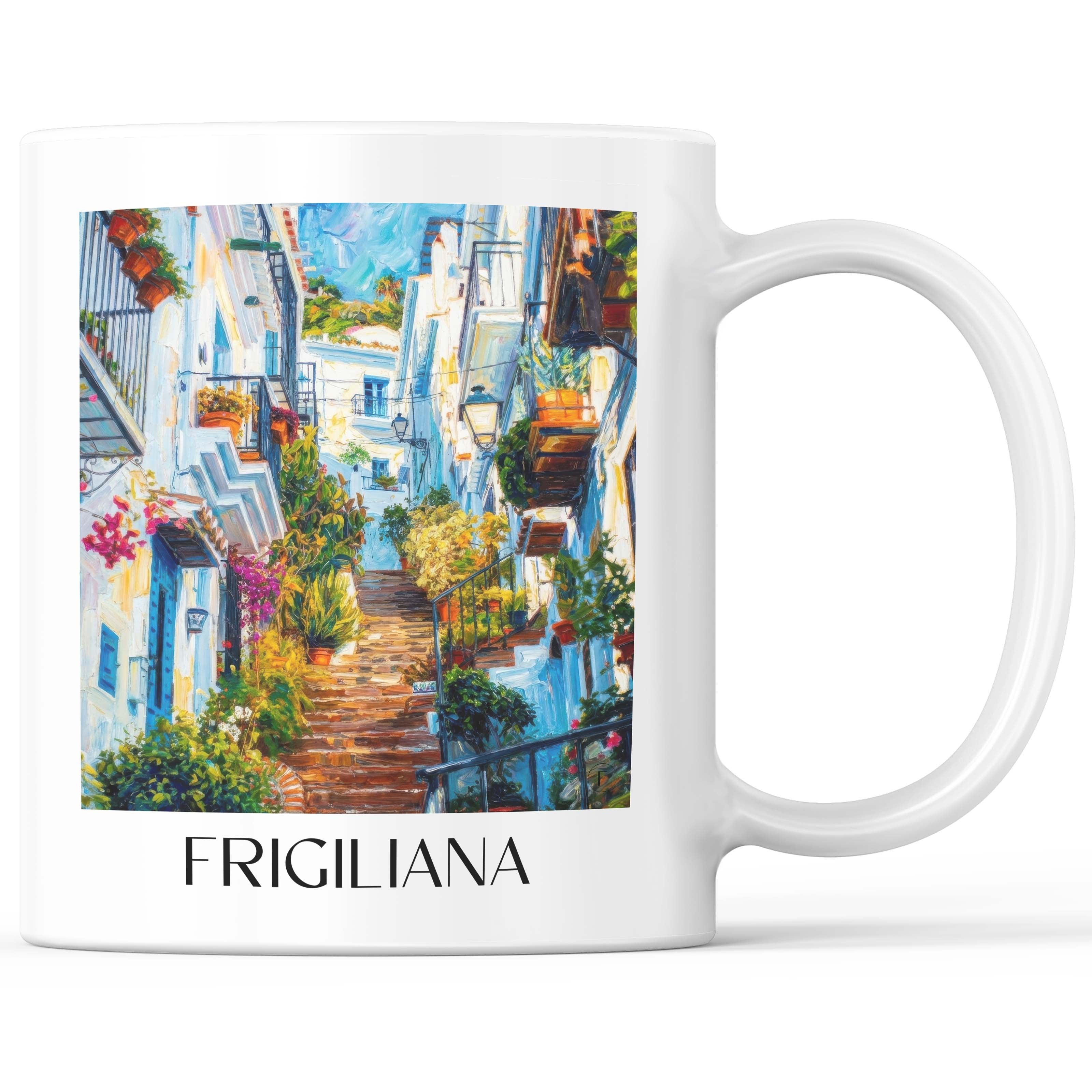 Frigiliana Kaffeebecher - Spanien - Spanien Becher - Kaffeetasse im Ölgemälde Stil - favplace